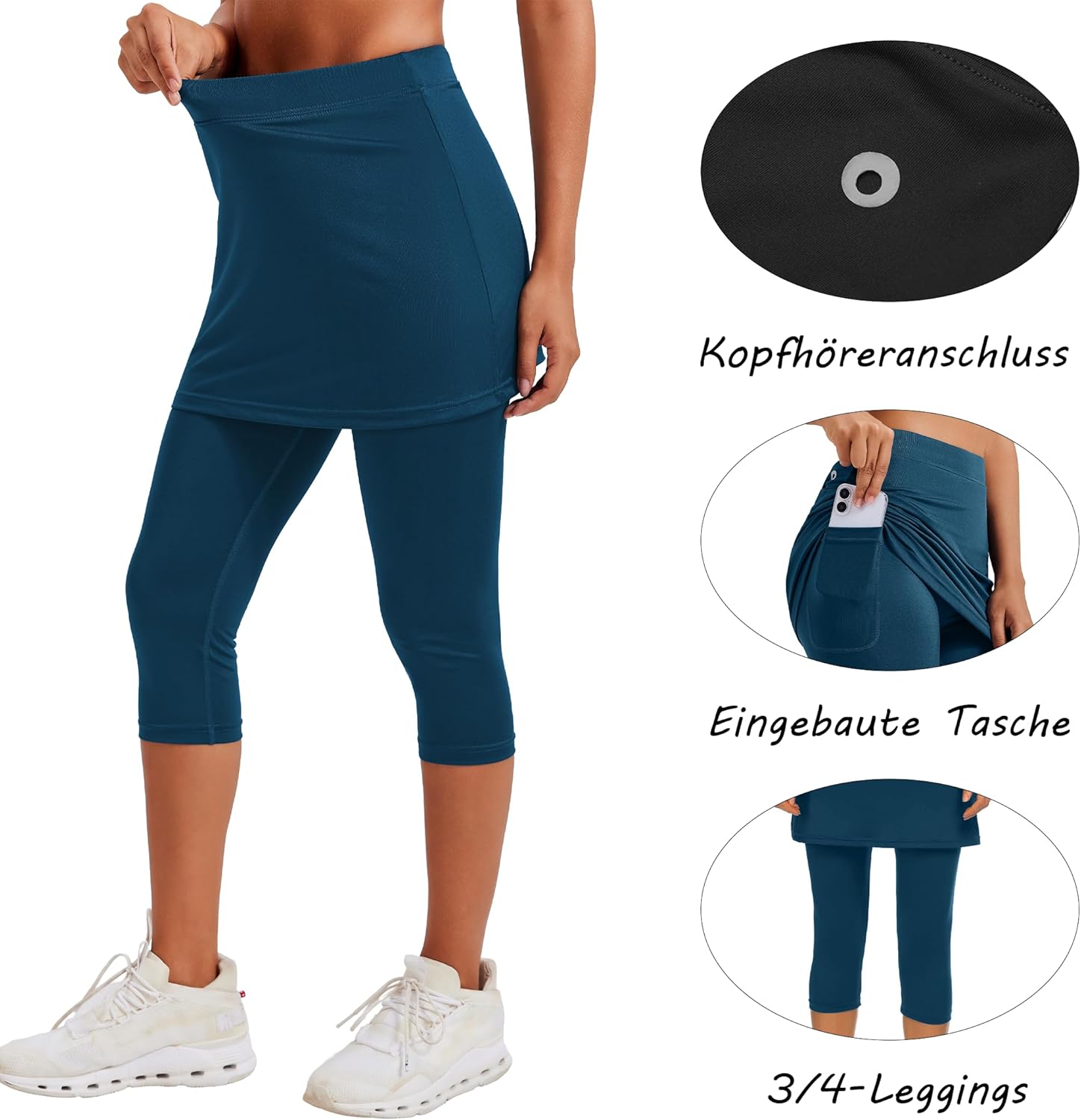 Thumbnail 2 de PINSPARK Gonna da Tennis da Donna 2 in 1: gonna con pantaloncini sotto, tasche e porta cuffie