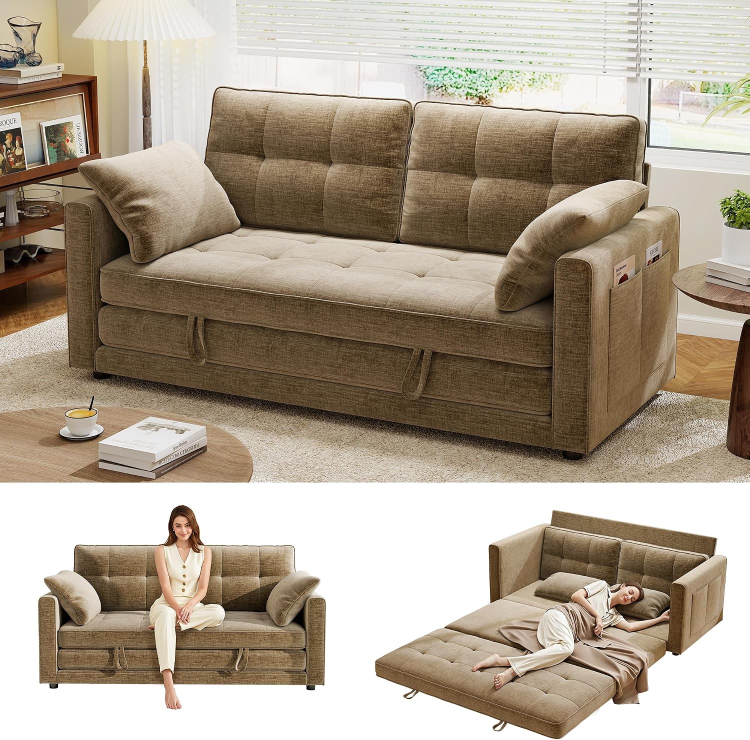 Detalle de Urhanherry Convertible Sofa Bed, 65-inch