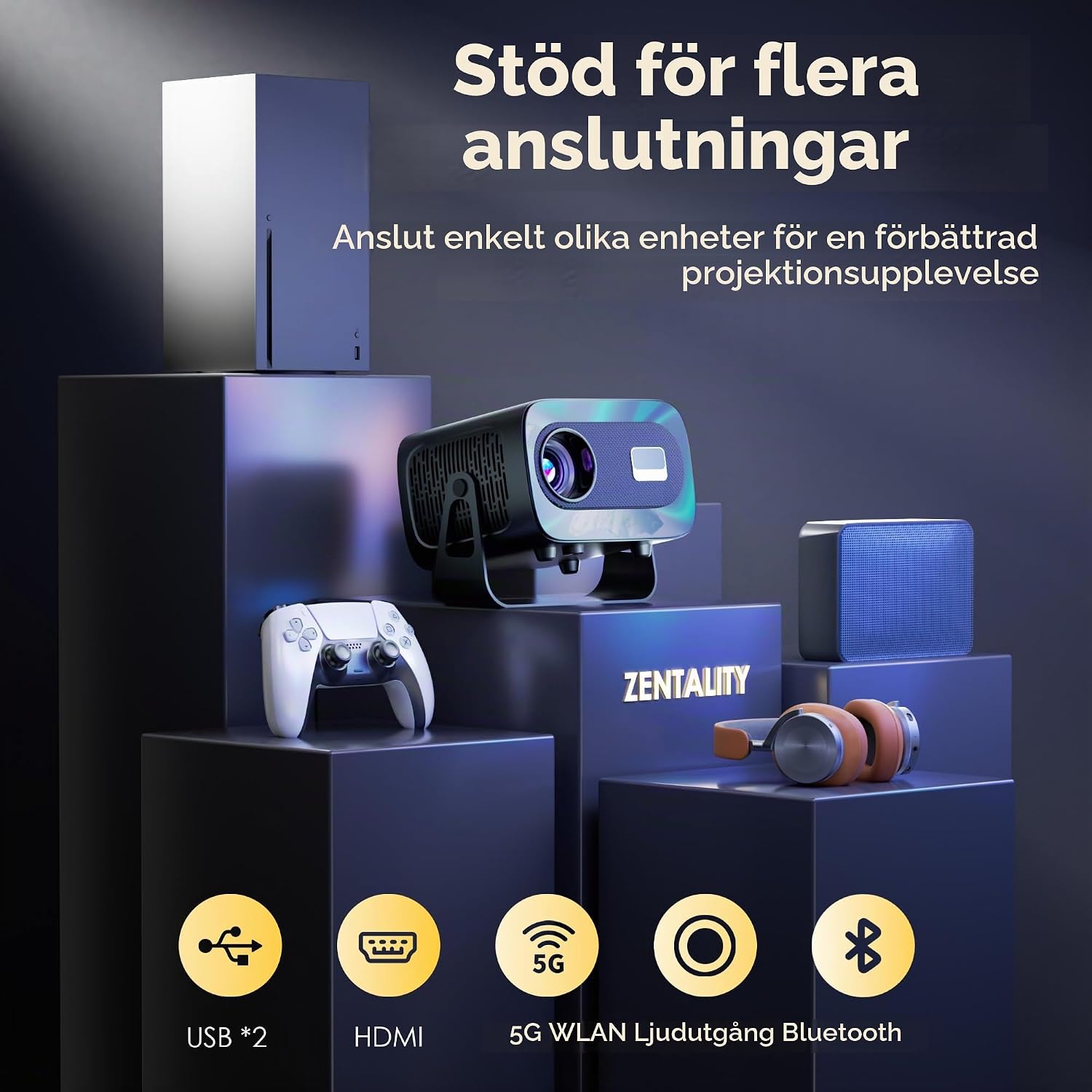 Thumbnail 6 de ZENTALITY miniprojektor med Full HD 1080p, Android 13 och autofokus