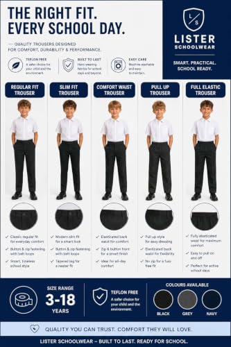 Detalle 2 de 2PK Integriti Boys Adjustable Waist Regular Fit School Trousers (3–18 Years)