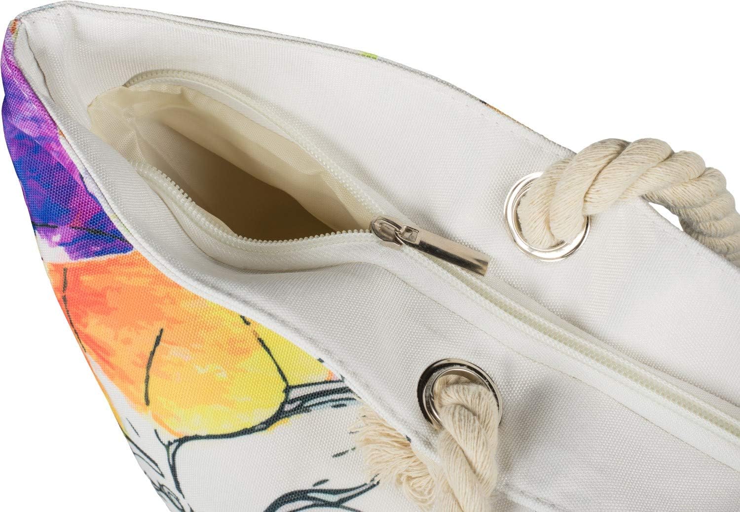 Detalle de styleBREAKER Borsa da spiaggia Ladies XXL con stampa floreale viola – ampia, pratica e versatile