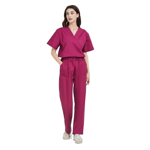 Detalle 2 de MISEMIYA Pijama Sanitario Unisex 6801-6802 XL Granate: uniforme cómodo y duradero para profesionales de la salud