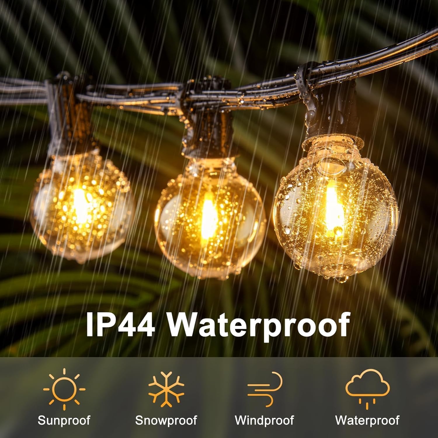 Thumbnail 5 de Outdoor String Lights Mains Powered - G40 Garden Festoon Lights 60m, 72 Shatterproof LED Bulbs with Remote, 3 Modes, Timers & Dimmable