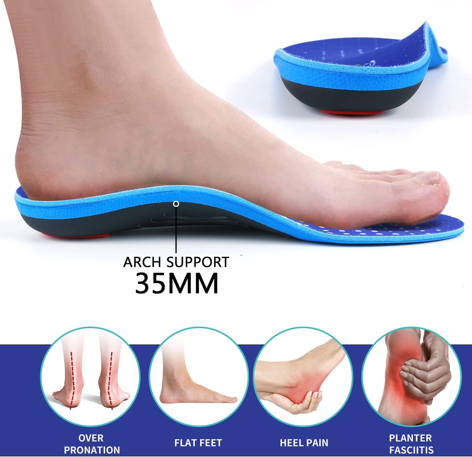 Detalle de TOPSOLE Orthopädische Einlegesohlen für Plantarfasziitis, Fersensporn & Plattfuß (Damen & Herren)