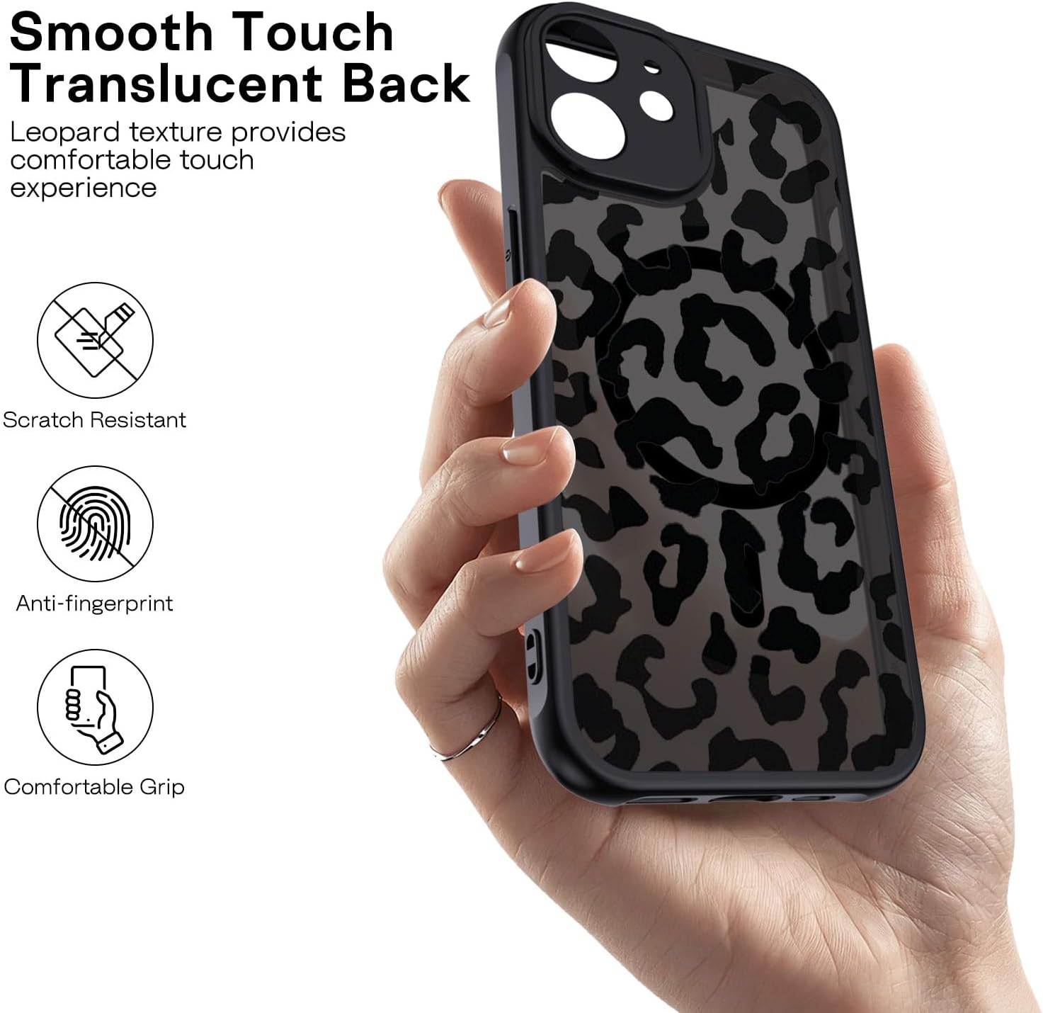 Thumbnail 4 de XTCASE Coque Magnétique pour iPhone 11 – Motif Léopard, Translucide Mat, TPU/PC, Noir