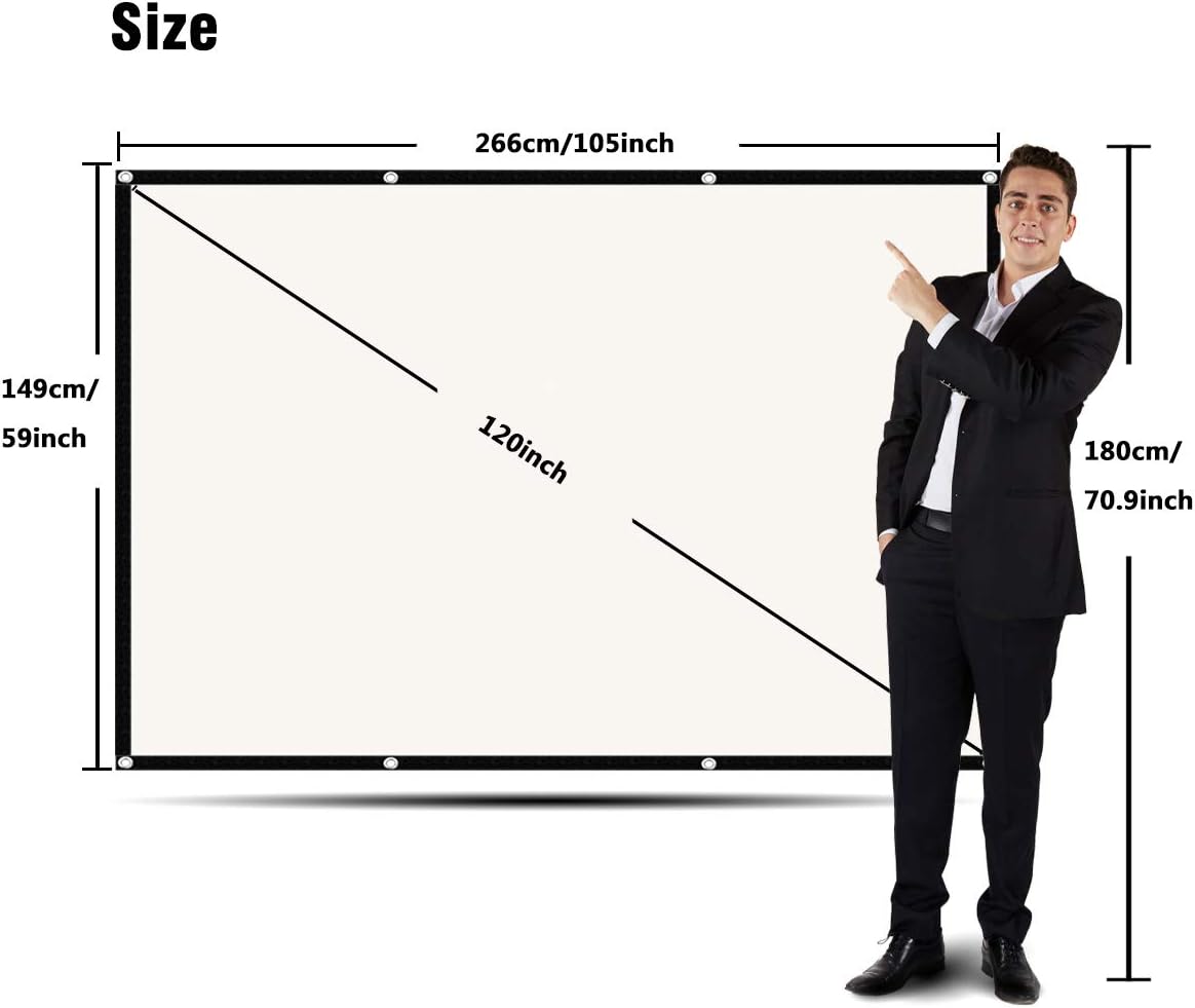 Thumbnail 4 de Mebios 120 Inch Projection Screen: Portable 4K Ready, Matte White Canvas for Home, School and Cinema