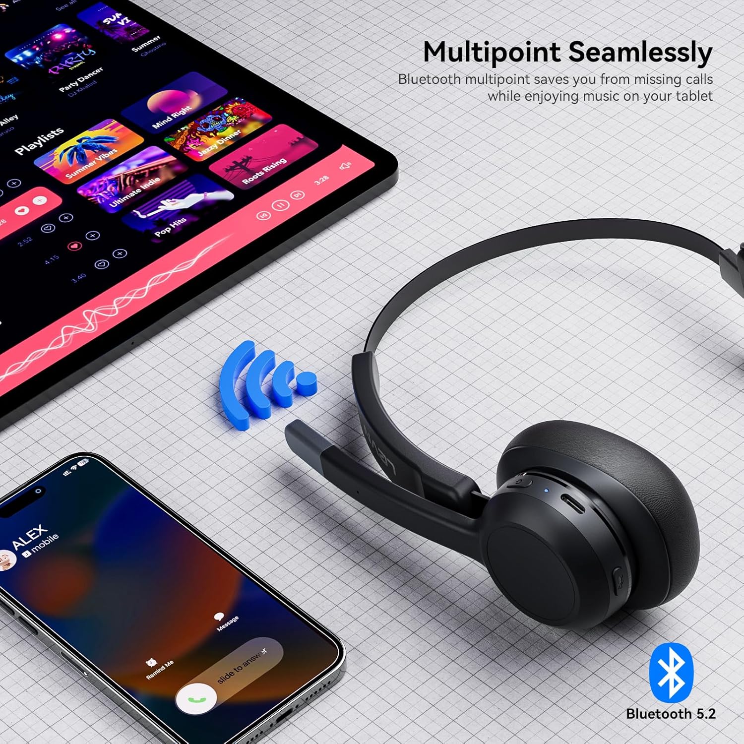 Thumbnail 3 de LEVN Trucker Headset Bluetooth V5.2 Noise-Cancelling