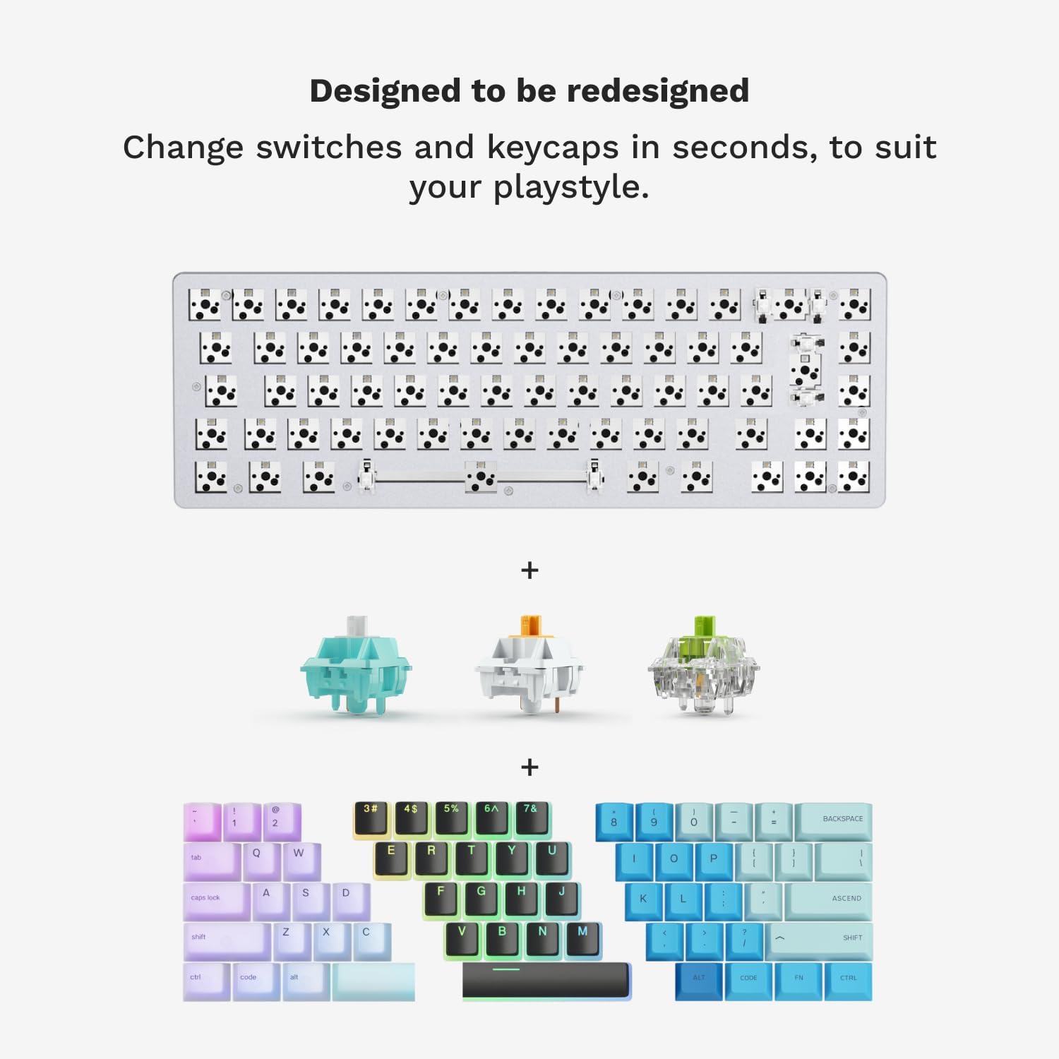 Detalle de GLORIOUS GLO-GMMK2-65-RGB-W GMMK 2 Compact 65% Barebones Keyboard