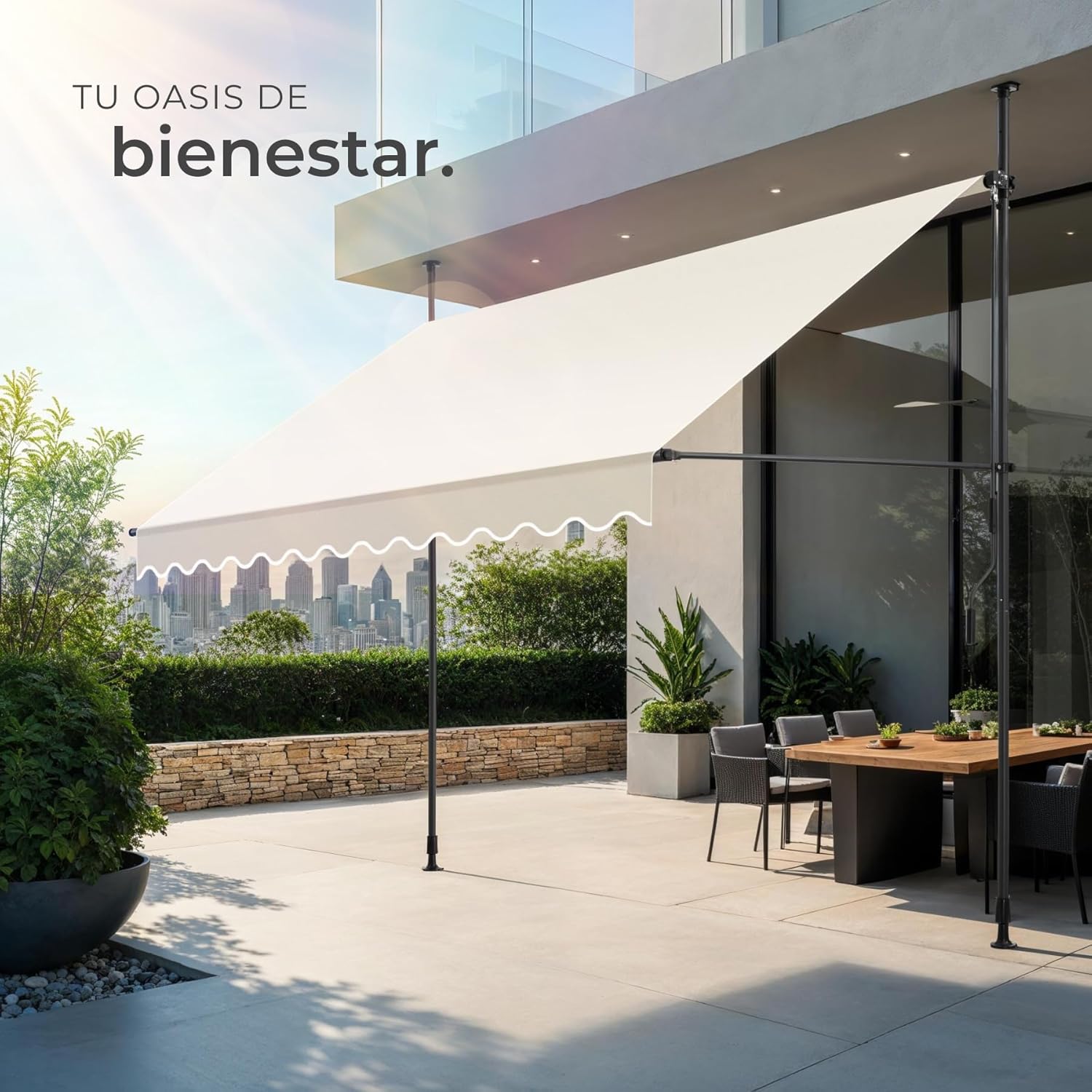 Thumbnail 6 de tectake® Toldo Terraza Manual 300 cm Beige ☀️ Resistente a UV y Agua