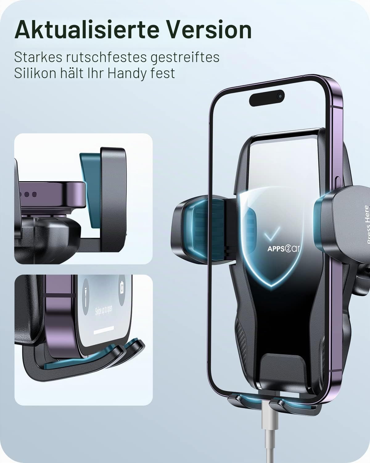 Thumbnail 1 de APPS2Car Universal Auto-Halterung mit Saugnapf und 33 cm Schwanenhals (360°) für Smartphone