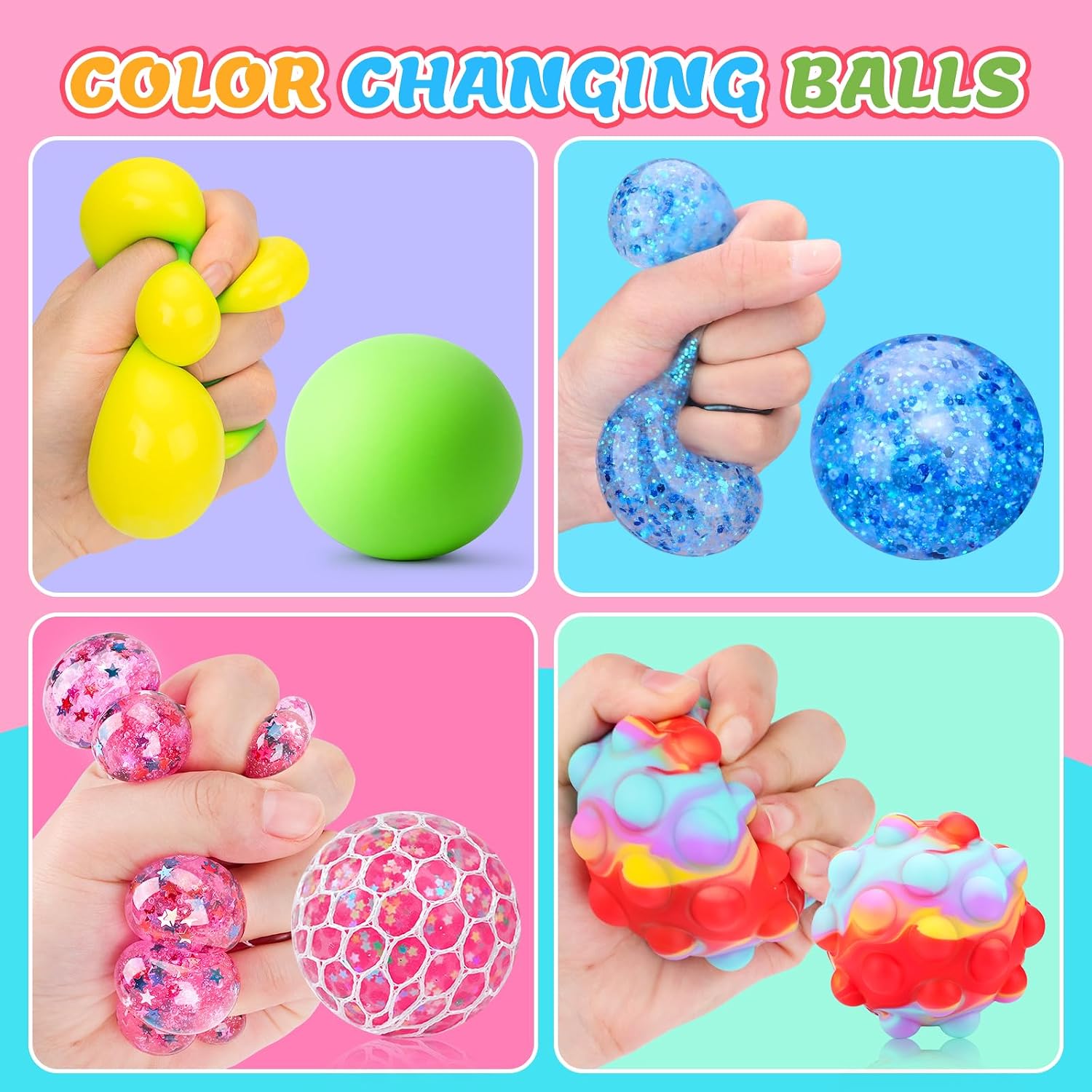 Detalle de BESNEL 4P NEW stress ball 4-pack, sensory squeeze toys with varied effects