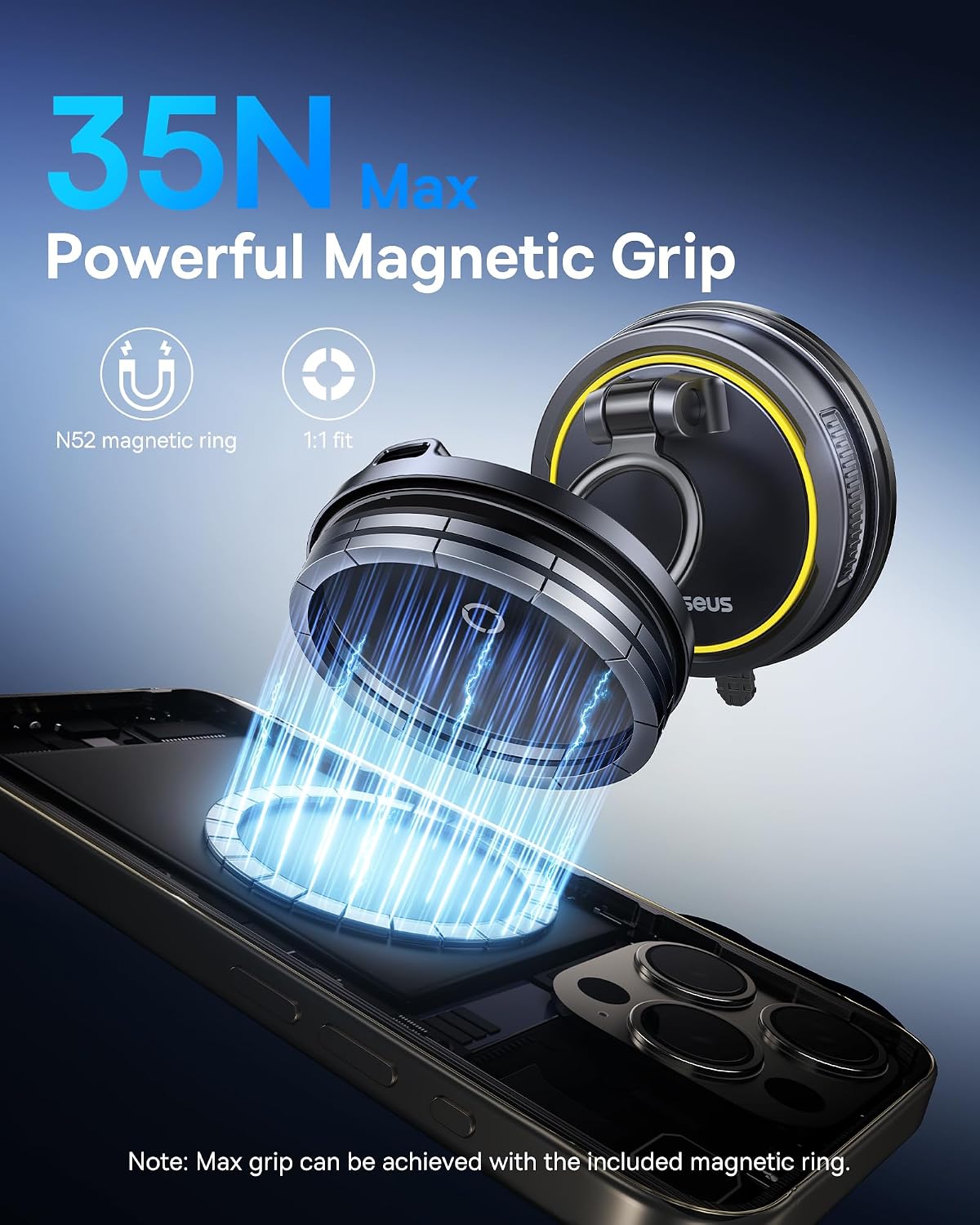 Thumbnail 3 de Baseus Vacuum 15W MagSafe Car Mount Charger
