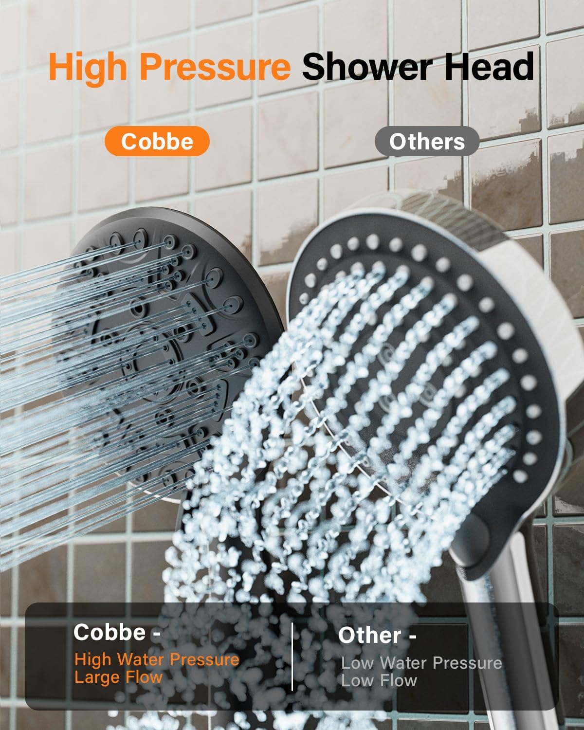 Thumbnail 4 de Cobbe Shower Head and Hose: High Pressure 8-Mode Shower Set in Matte Black