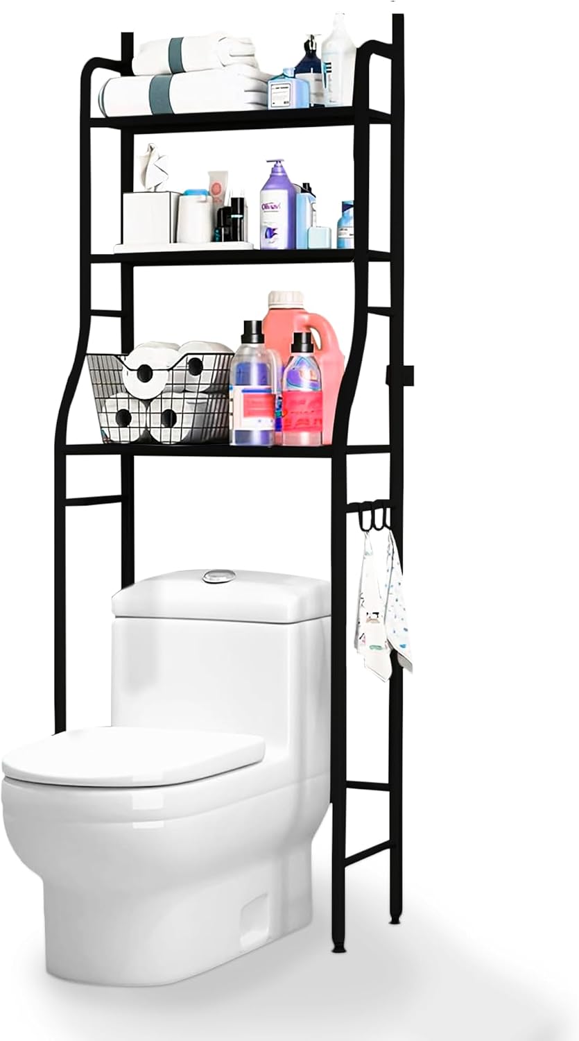Thumbnail 6 de JUPPLIES Estantería Baño sobre Inodoro (47×26×153 cm) – Mueble auxiliar de 3 niveles en metal blanco