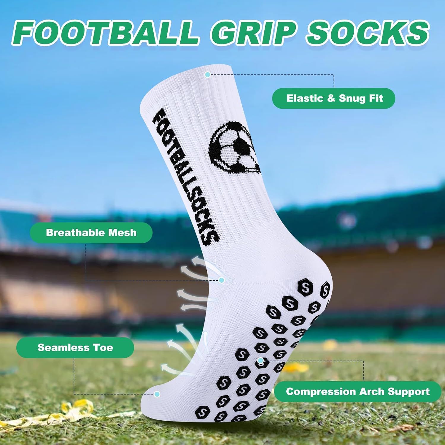 Thumbnail 3 de Niofind Chaussette Antidérapante Foot 3 paires