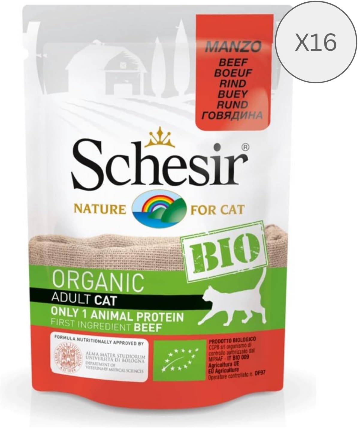 Thumbnail 1 de Schesir BIO Patè di Manzo per Gatti, Umido Completo, Senza Cereali - 16 x 85 g