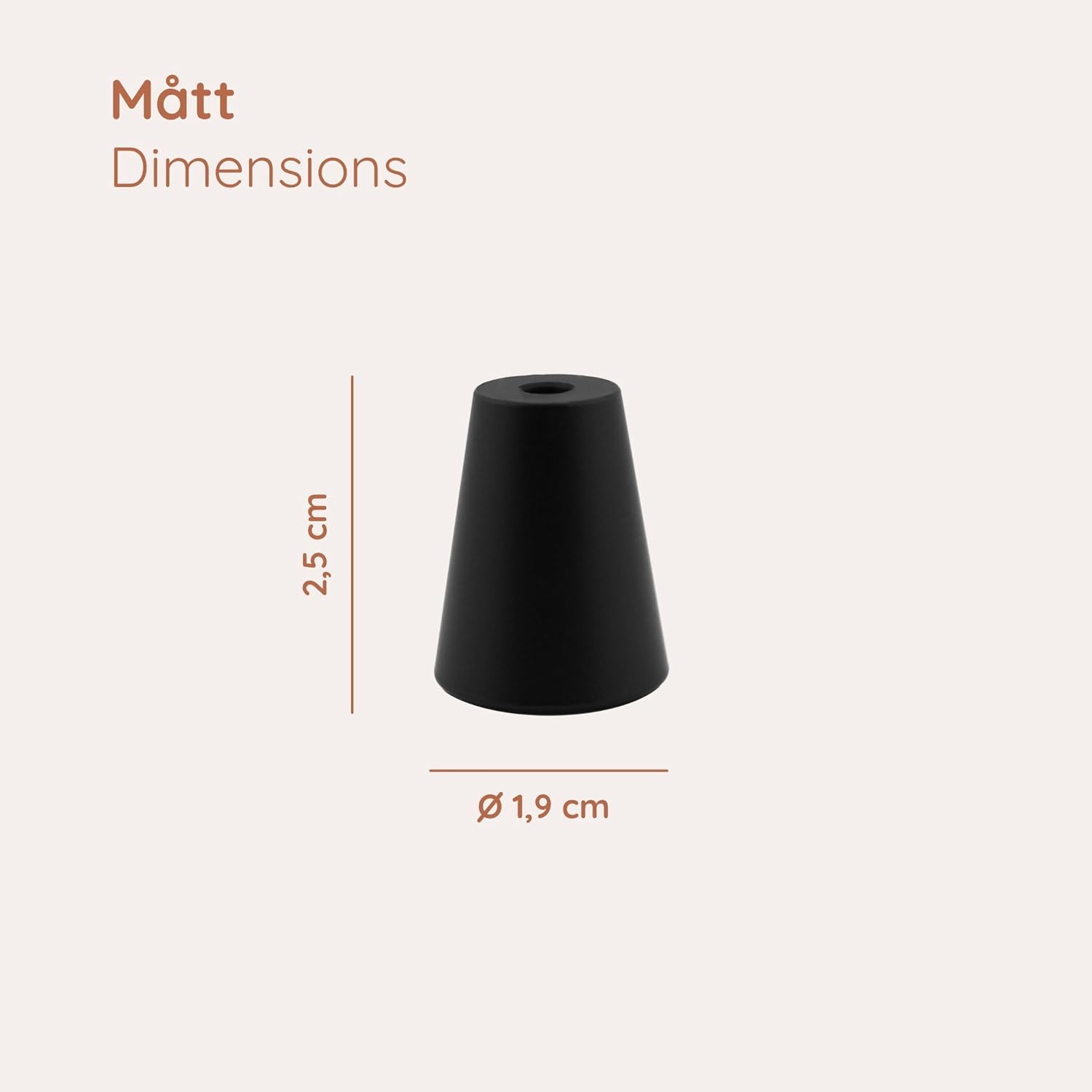 Detalle de heimzeit Cone möbelknoppar i svart aluminium, 8-pack, Ø19 x 25 mm