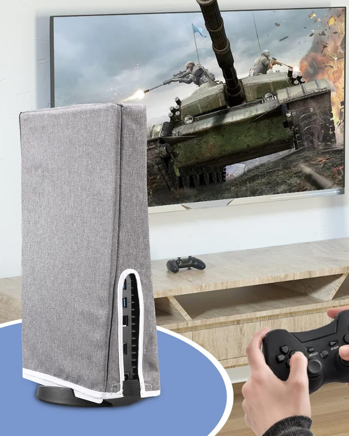 Thumbnail 4 de BNREOZA Staubschutzhülle für PS5 Konsole (Digital & Regular), wasserabweisender Staubschutz – grau