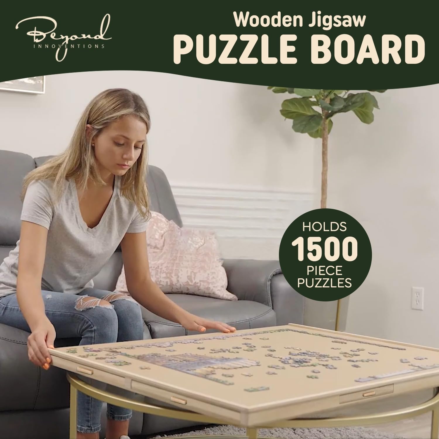 Thumbnail 6 de 1500 Piece Wooden Jigsaw Puzzle Board 35×28" 🧩