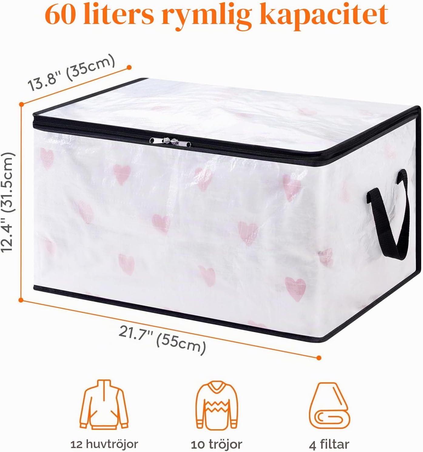 Detalle de Lifewit 23127 förvaringspåsar, 60 l, transparent PP, 8-pack