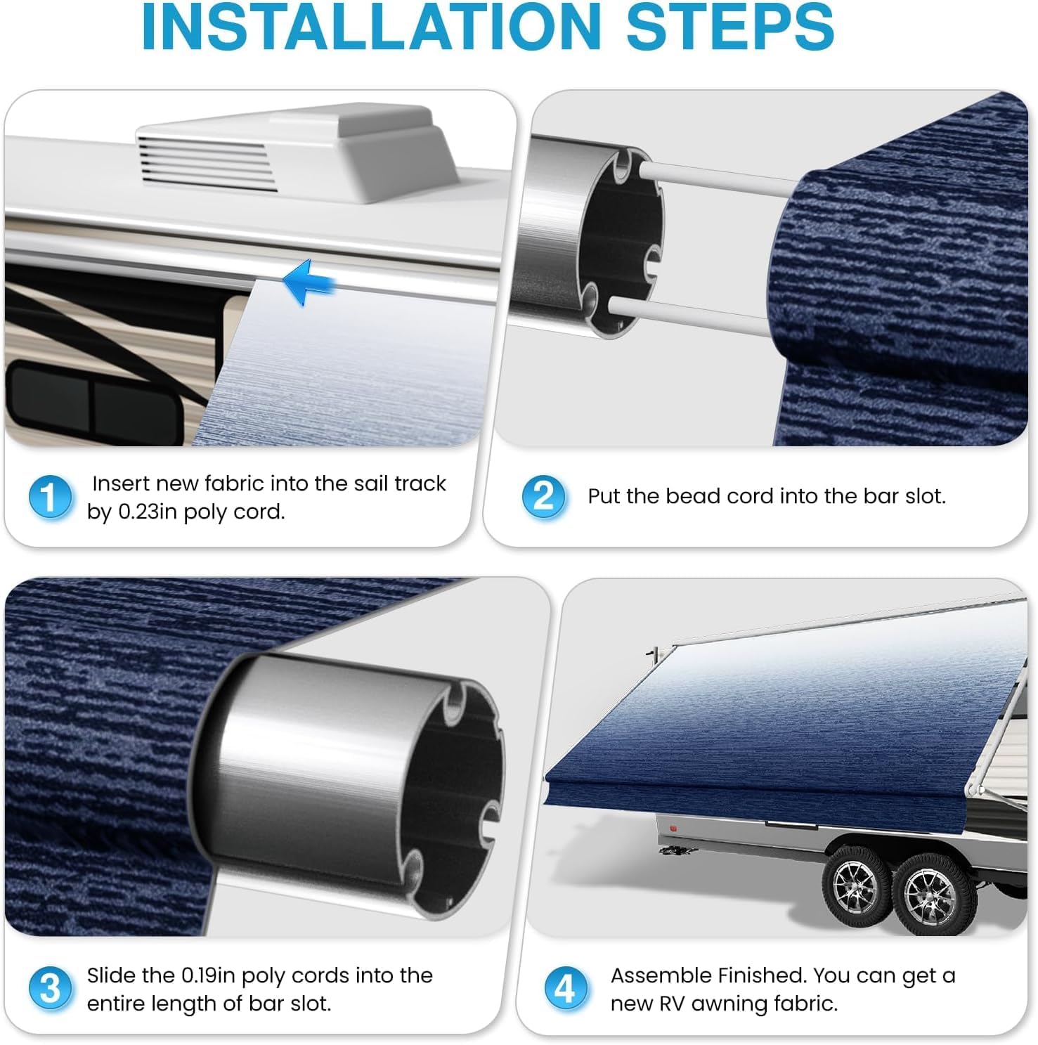 Detalle 2 de Glamful RV Awning Fabric Replacement 19.5oz Heavy-Duty Vinyl — 17FT (Fabric16'2")