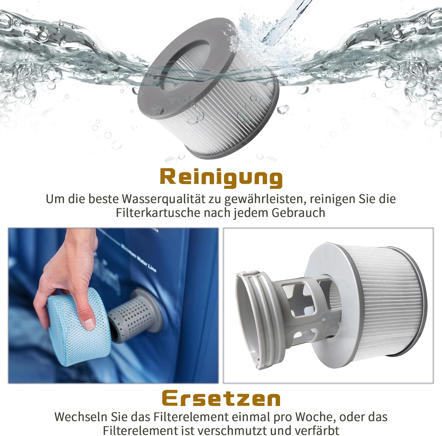 Detalle de Aoyern Ersatzfilter für MSPA Whirlpool Wasserfilter – 4 Stück, kompatibel mit MSPA/Whirlpool Modellen