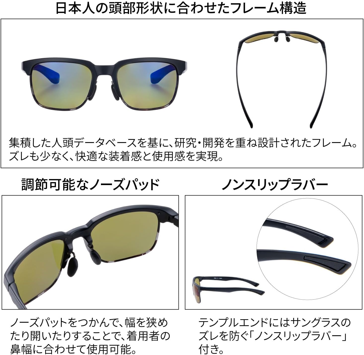 Detalle de スワンズ ER1-2 偏光・調光スポーツサングラス 日本製、可視光線透過率26%