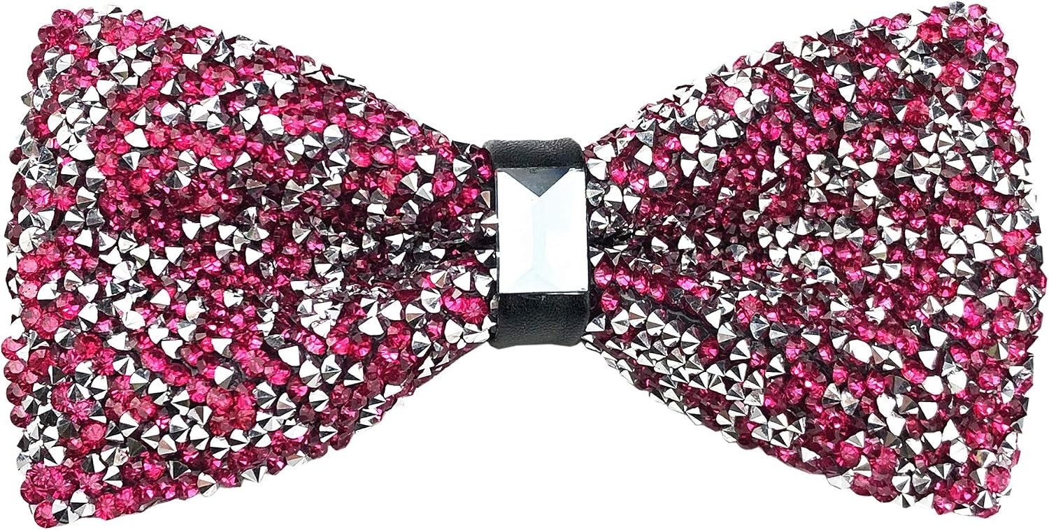 Thumbnail 6 de Elfeves Men's Rhinestone Bow Tie, Red and Silver