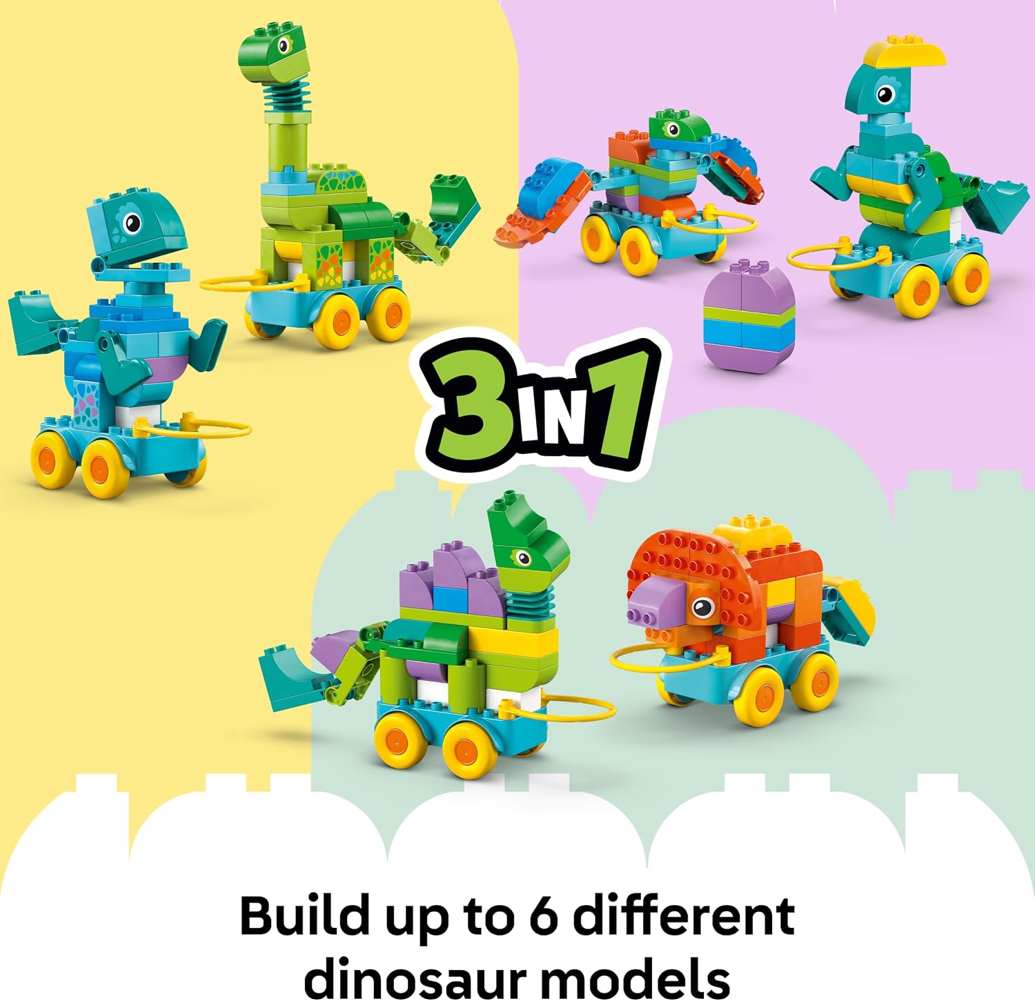 Detalle 2 de LEGO DUPLO 10451 Dinosaurs on Wheels 3-in-1 Building Toy, 108 Pieces