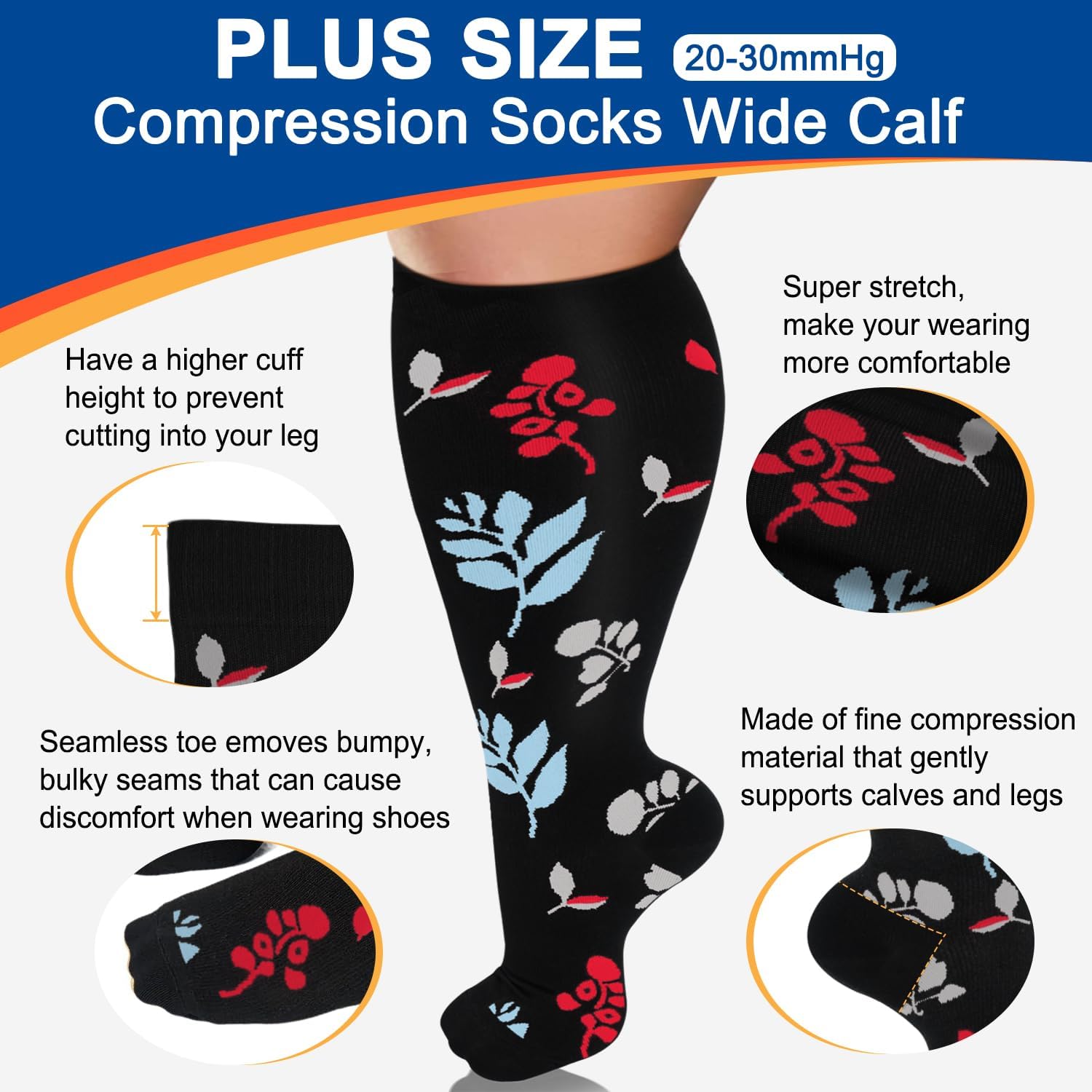 Detalle 2 de Diu Life Plus Size Compression Socks 15–20 mmHg