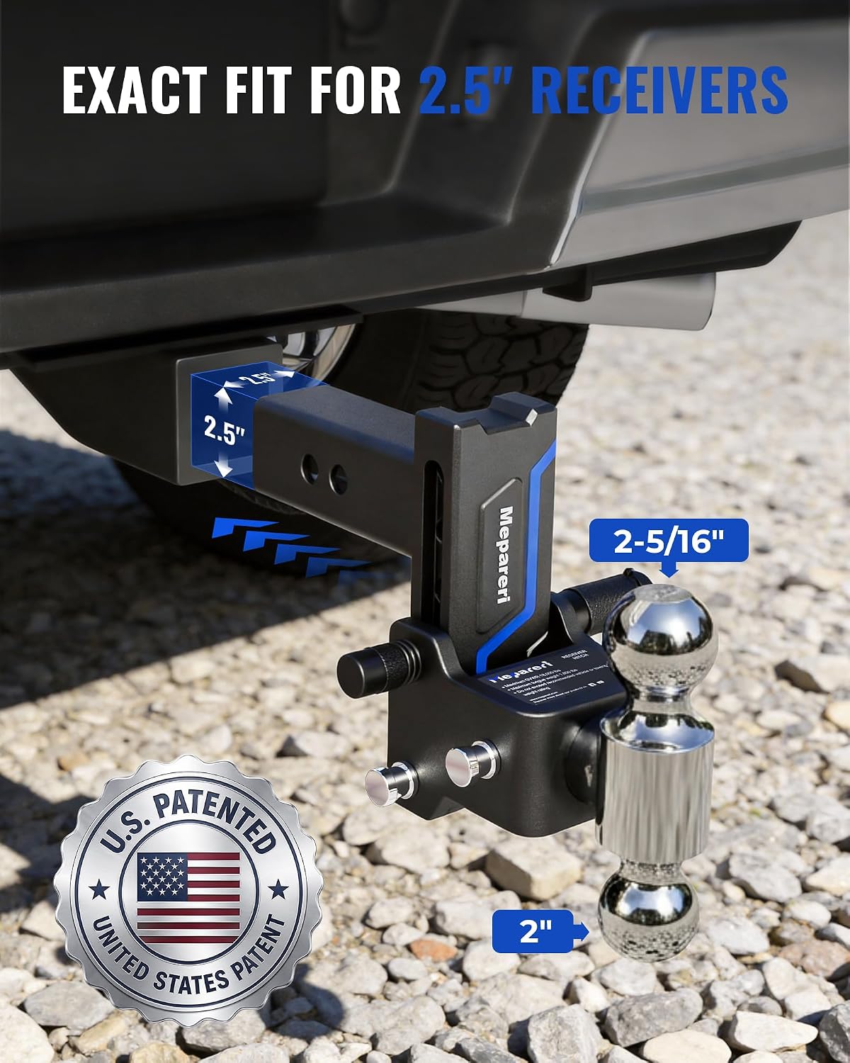 Detalle 2 de Mepareri Adjustable Trailer Hitch, 5-Inch Drop