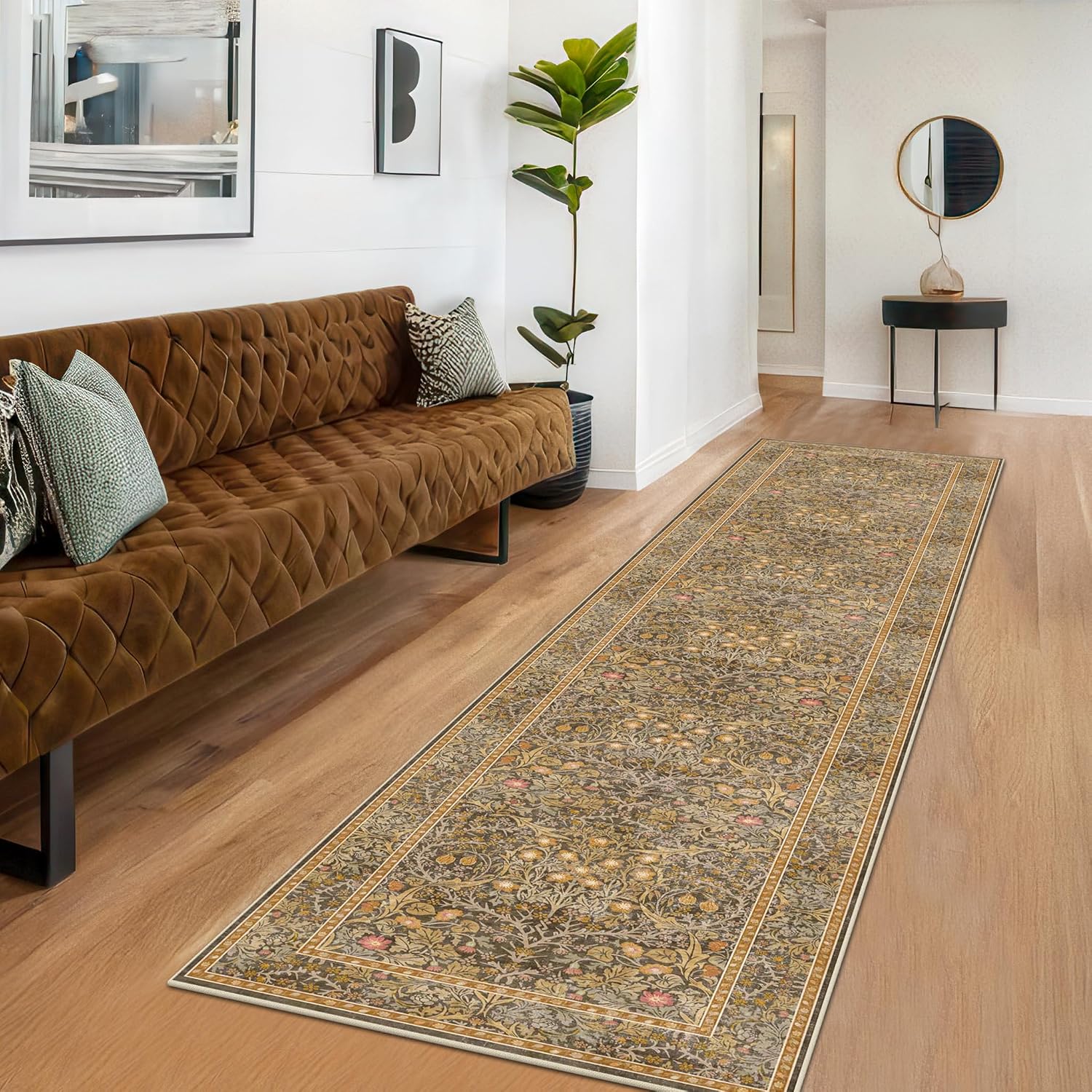 Detalle de Non Slip 2x10 Gold Brown Hallway Runner 10ft rug
