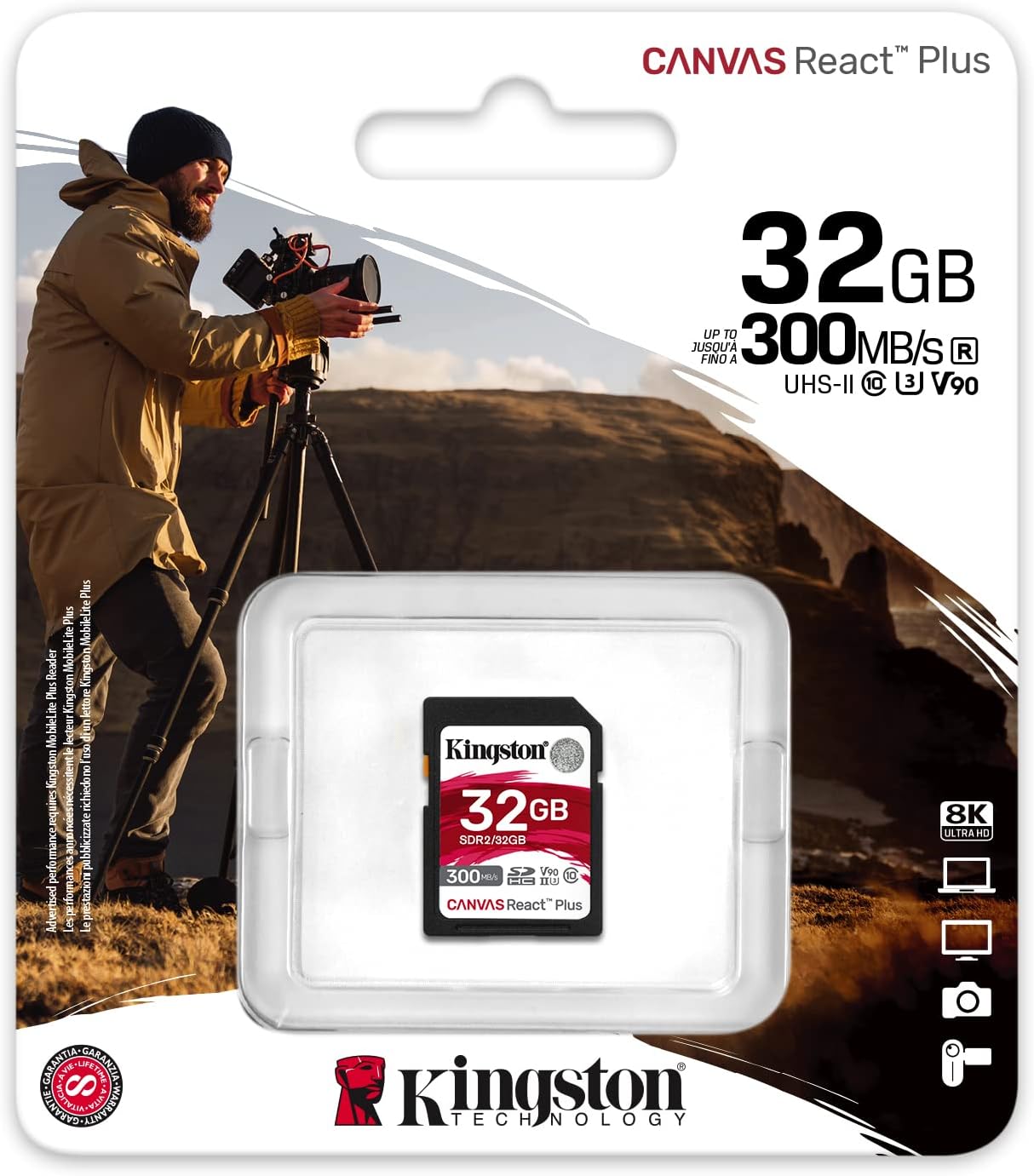 Detalle de Kingston Canvas React Plus SDR2/32GB SDXCカード 32GB UHS-II・V90・最大300MB/s
