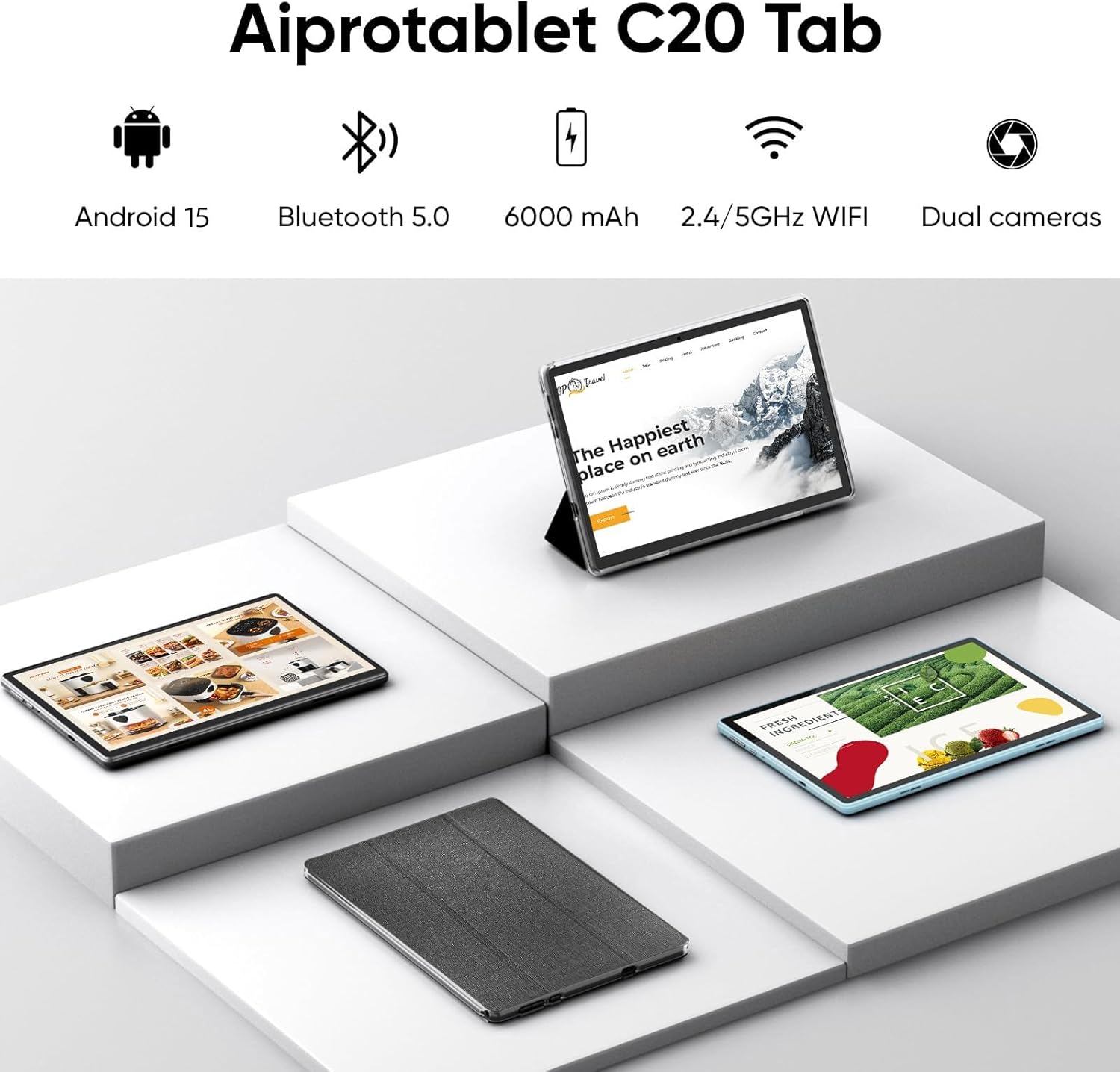 Thumbnail 1 de aiprotablet 10-inch Android Tablet with 12GB RAM, 64GB ROM, expandable to 1TB (Blue)