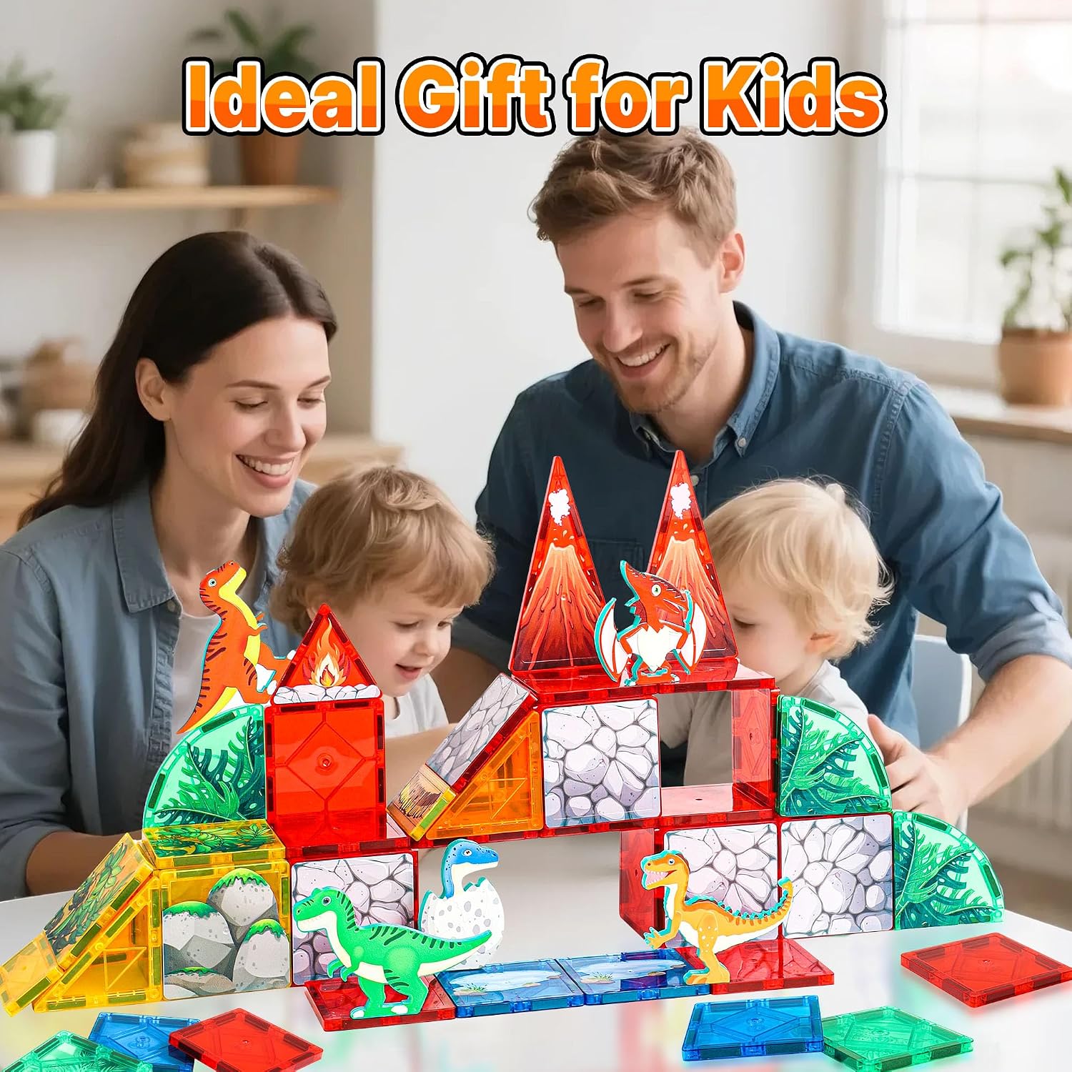 Thumbnail 6 de Dinosaur Magnetic Tiles Building Blocks by HNVWNSD