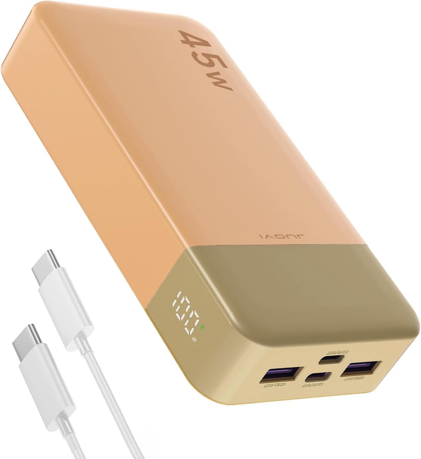 JUOVI Power Bank 20000mAh 45W PD, Caricatore Portatile con Display Digitale – Arancione (J2621)