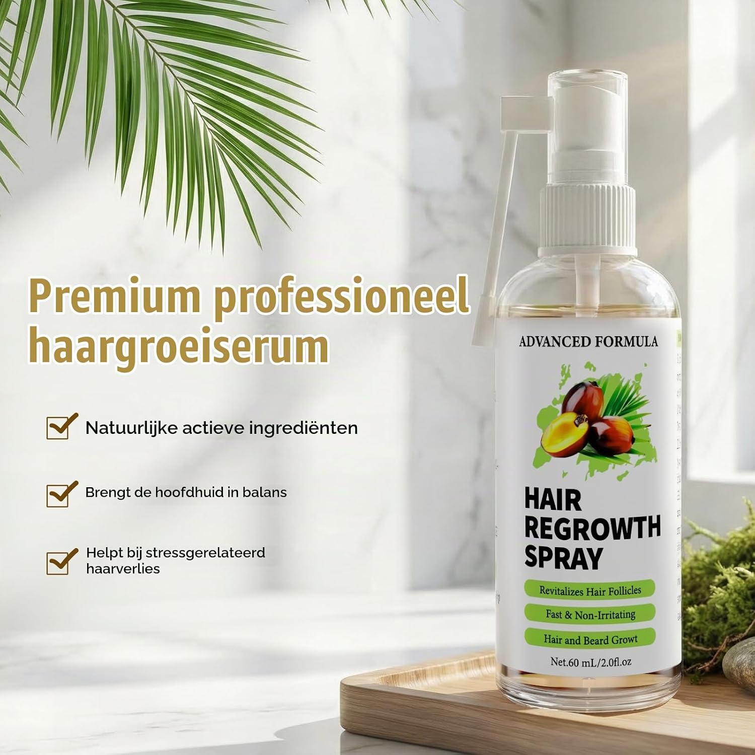 Detalle 2 de Ballphl haargroeispray 60 ml met rozemarijnolie, batana- en ricinusolie