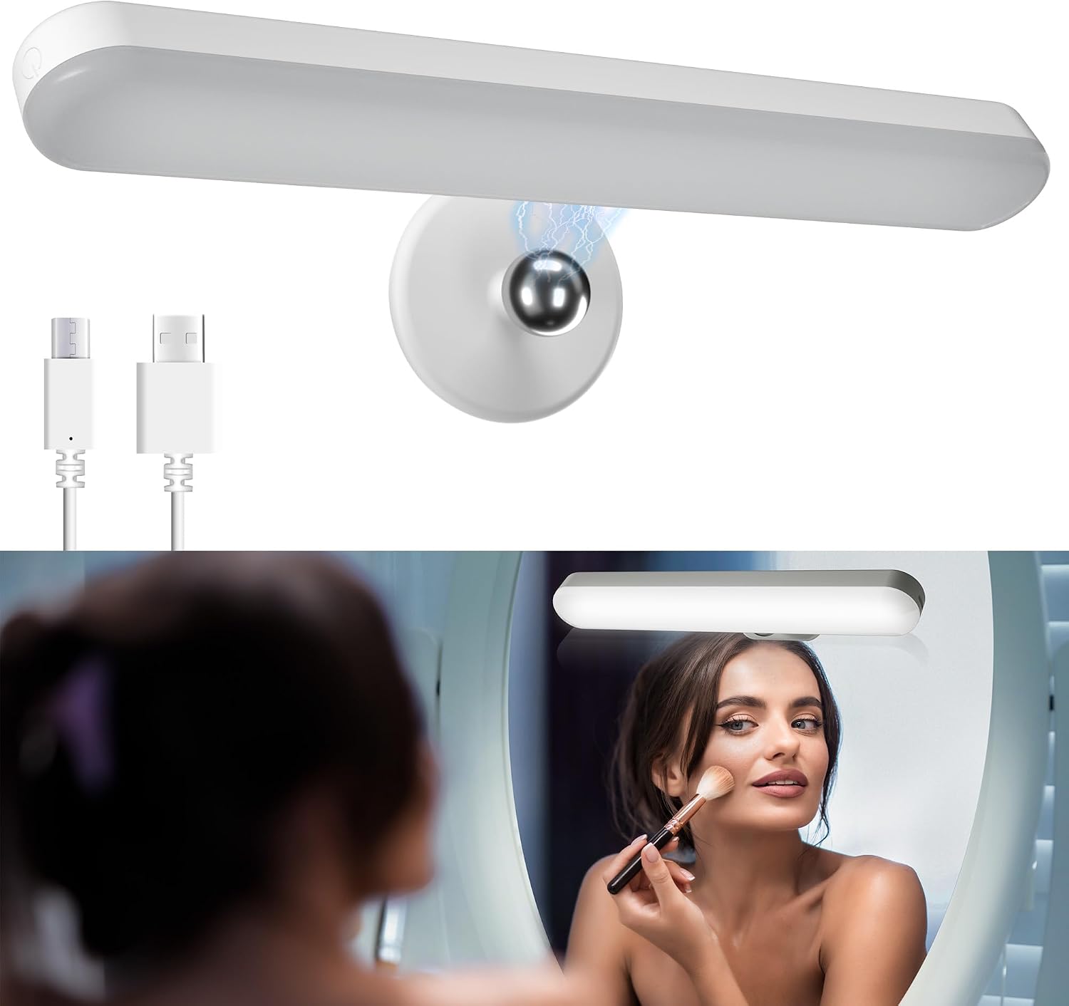 Detalle de Benreom Wireless Mirror Light Rechargeable LED Vanity Light with Adjustable Color and Brightness