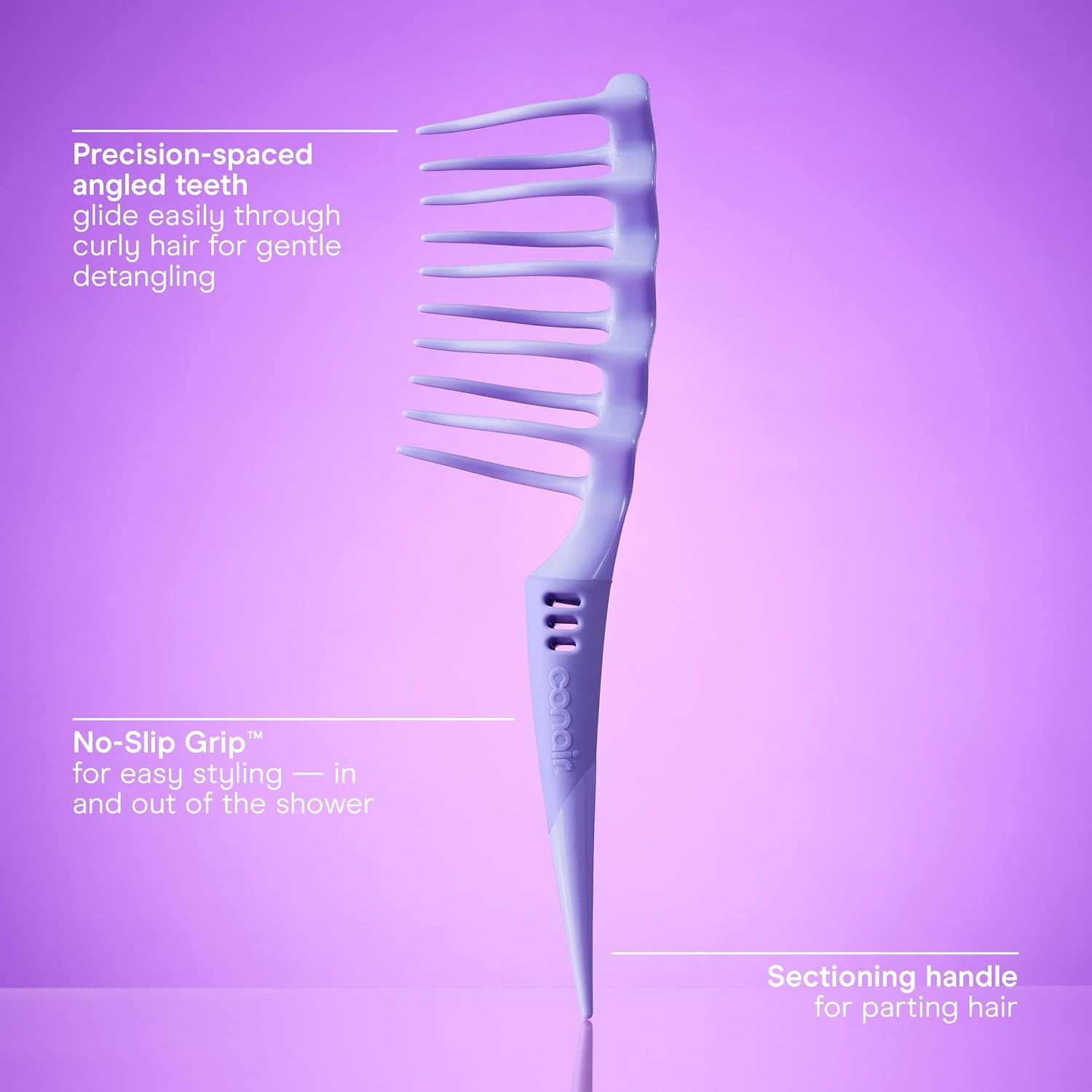 Detalle de Conair Detangling Comb for Curly Hair, Purple