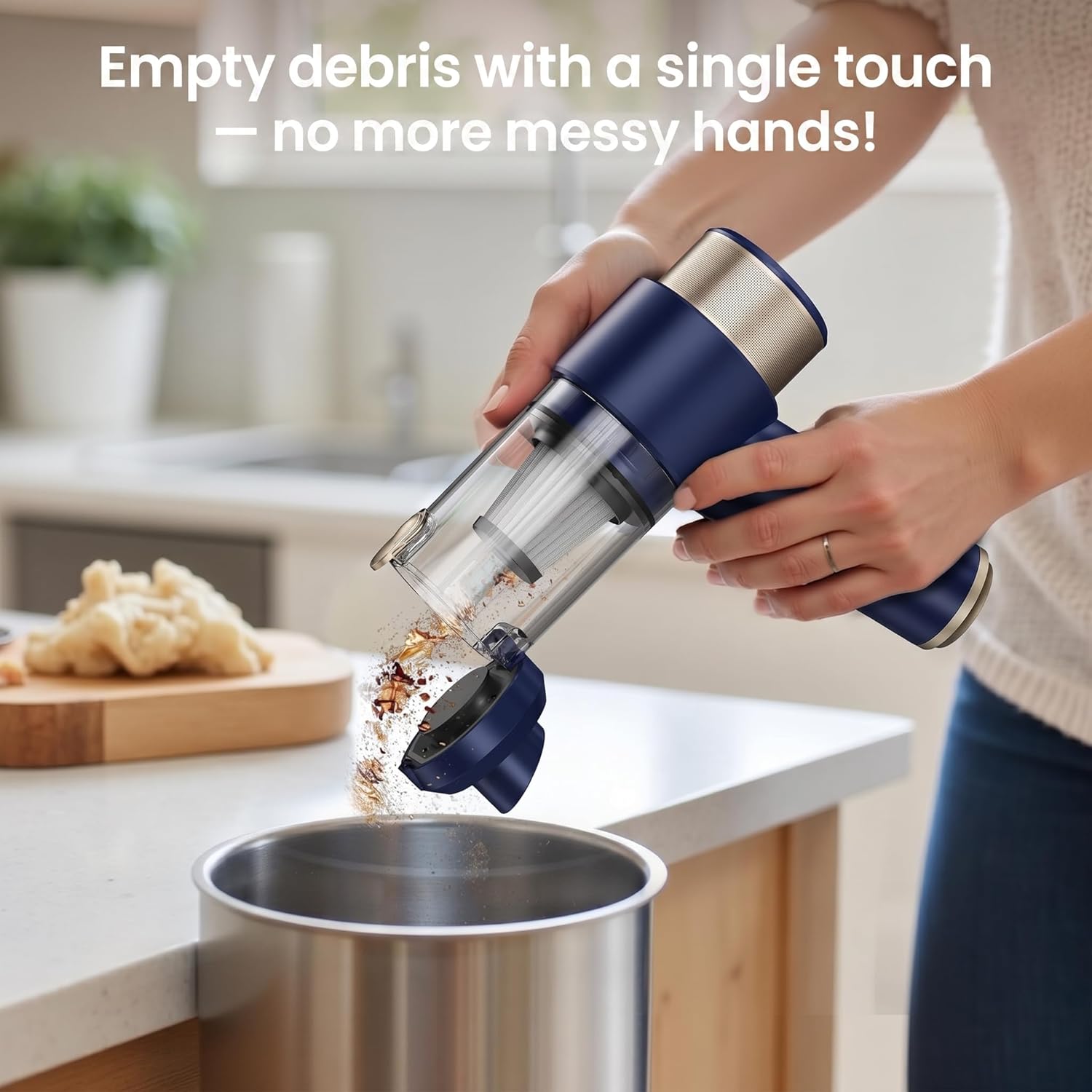 Detalle de Mecanto Mecanto Car Vacuum Handheld Vacuum Cleaner (Blue) — 15000PA Suction, HEPA Filter, Air Duster & Blower