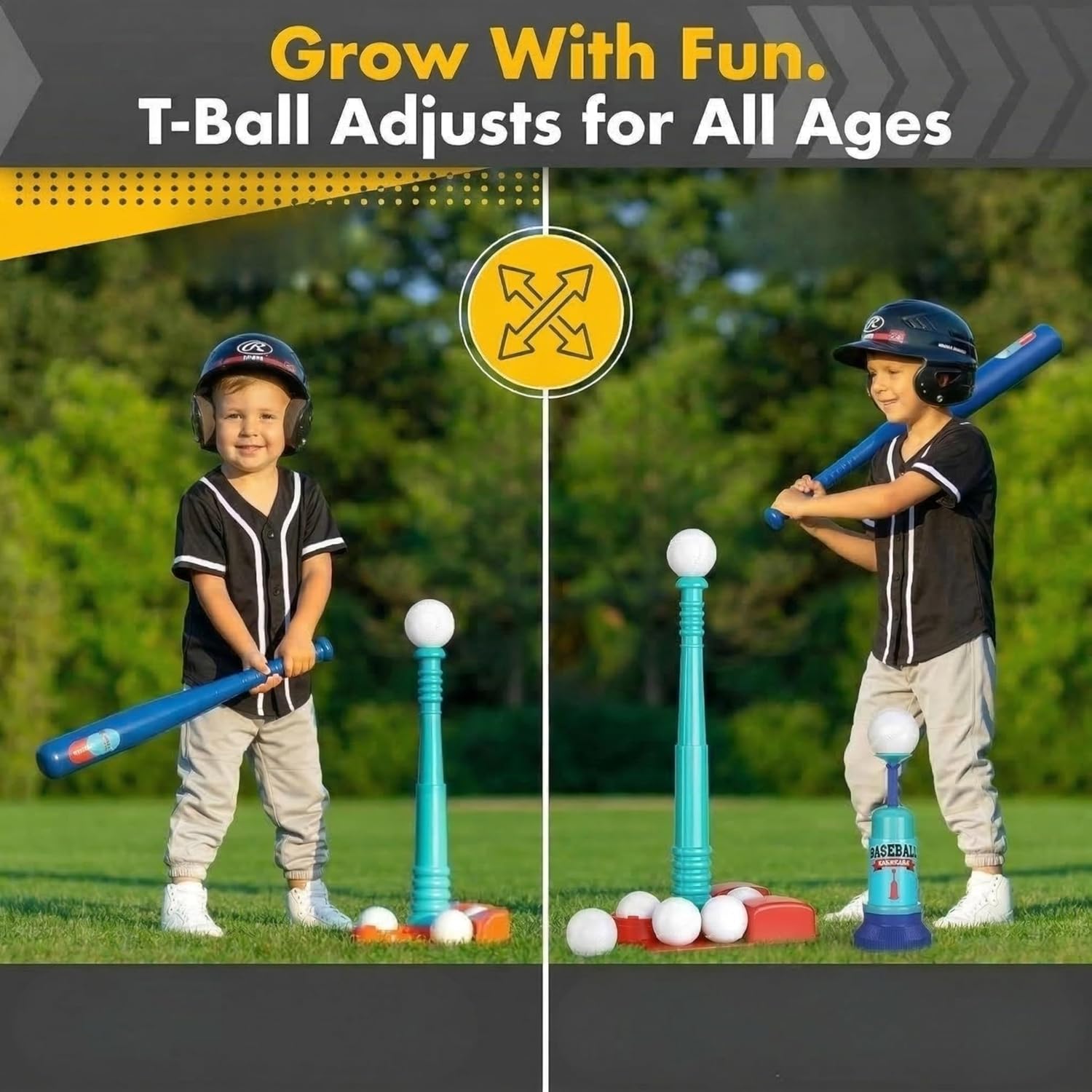 Thumbnail 1 de T Ball Stand for Kids and Toddlers 1-3, 3-5, 5-8 – Includes 6 Large Balls, Adjustable Tee, and Pitching Machine