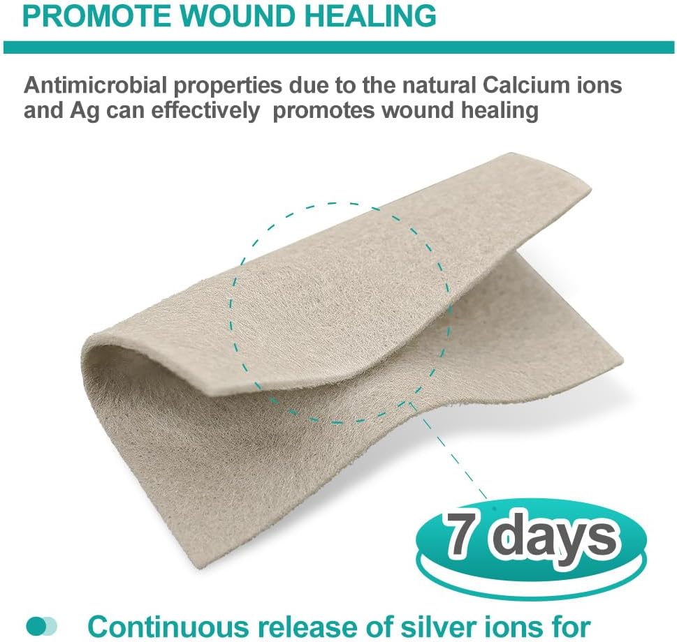 Detalle de Dimora Upgrade Silver Calcium Alginate Wound Dressing (4'' x 4'') – Antibacterial Non-Stick Gauze, Sterile Absorbent Pads, 5 Packs
