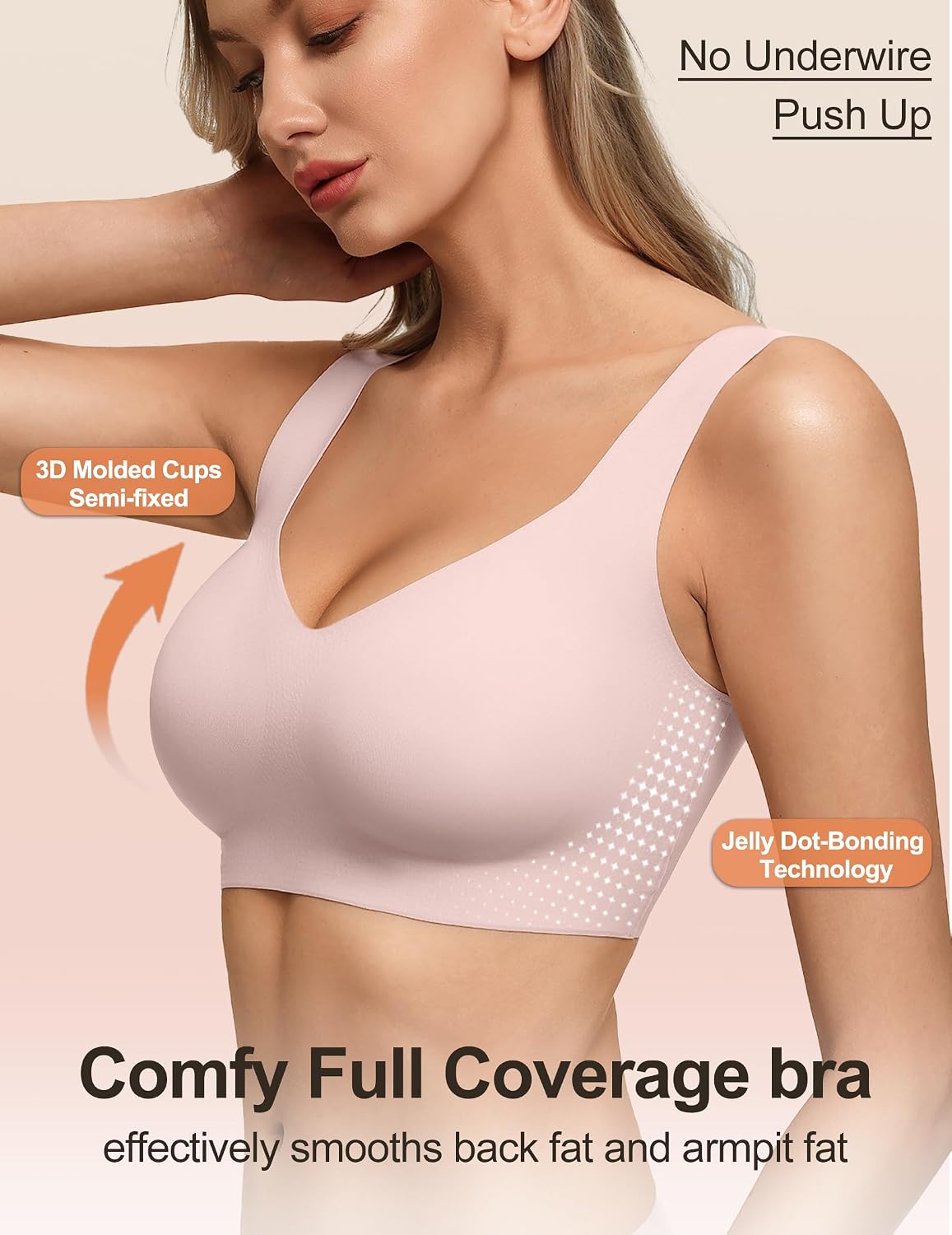 Detalle de Showyoo Jelly Bra for Women, Seamless Wireless Pullover with Wide Straps
