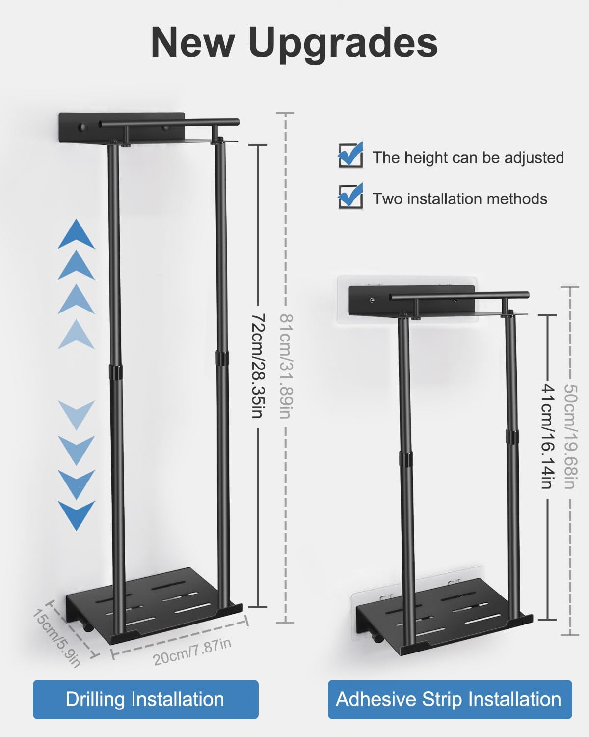 Detalle de LIVEHITOP UGA509 handdoekenrek met verstelbare stang, plank en 3 haken, zwart