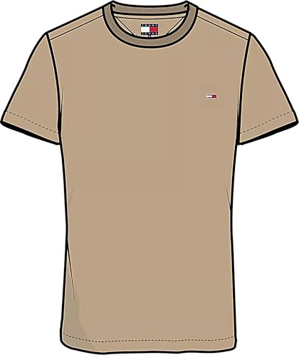 Detalle de Tommy Jeans Camiseta de Manga Corta Hombre Jersey tee Slim Fit, Beige (Relic Tan) XS