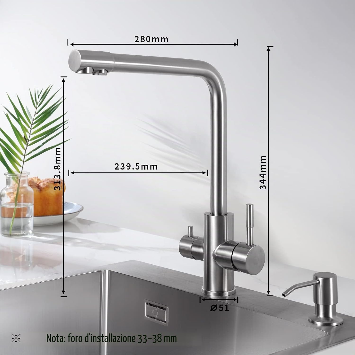 Thumbnail 4 de CECIPA PURE-I: Rubinetto da cucina a 3 vie con doppia uscita acqua filtrata e potabile