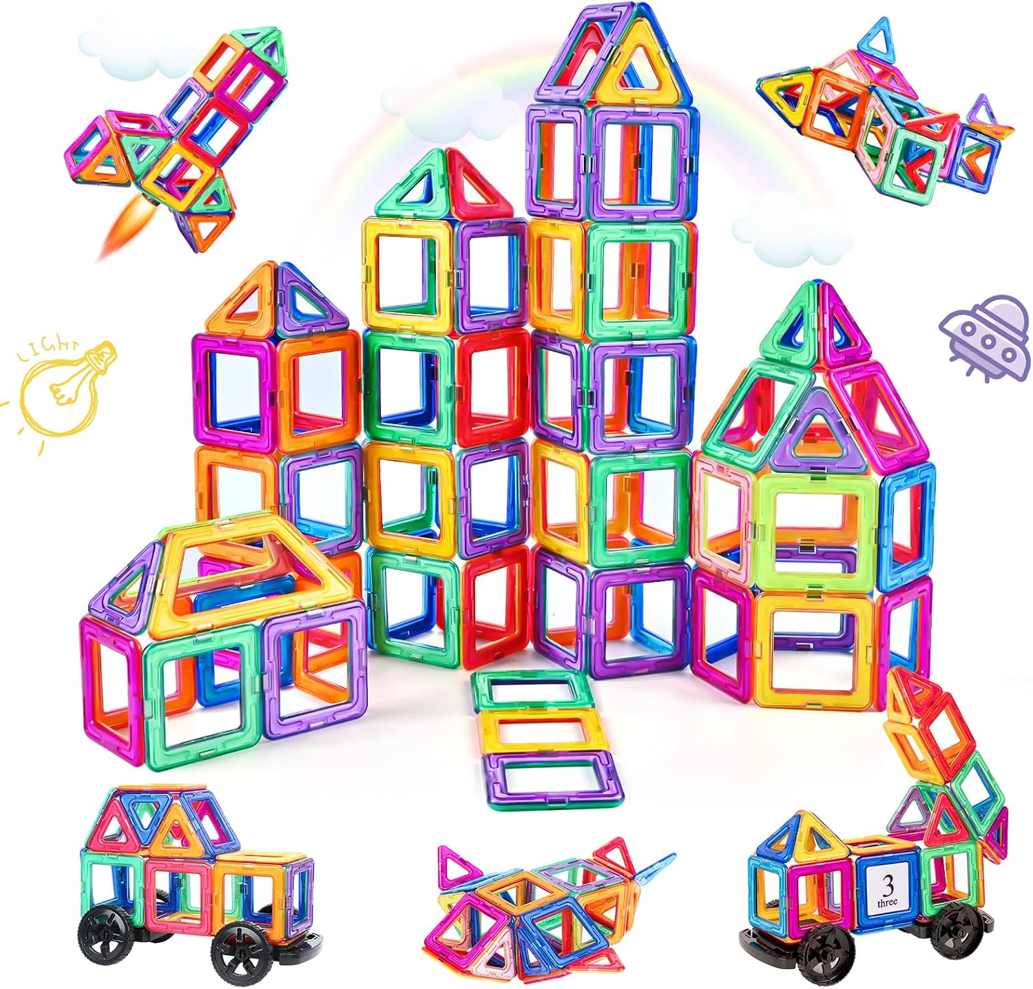 aaczly Construction Magnétique Enfant – 82 Pièces, Blocs Magnétiques Éducatifs pour Jeux Créatifs