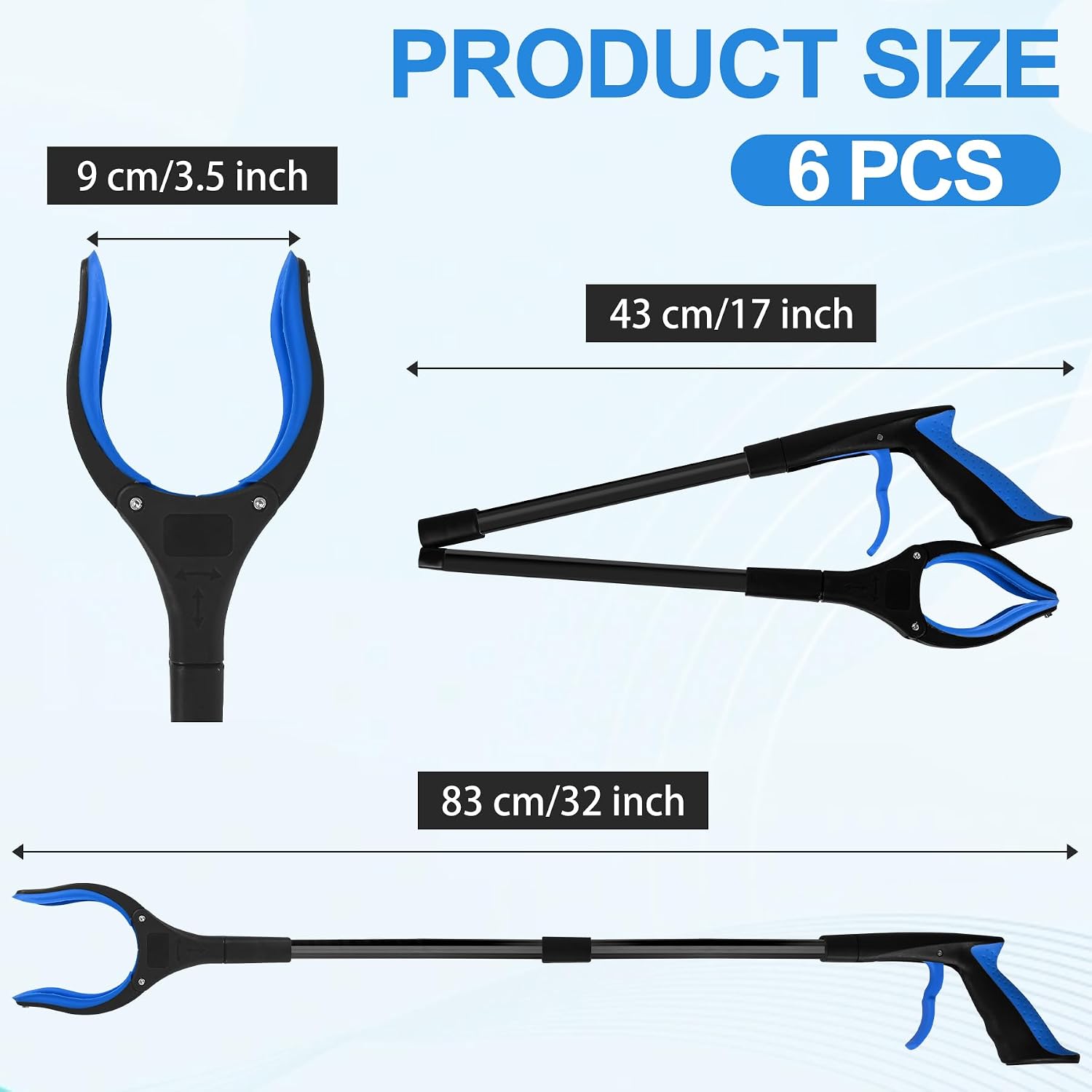 Detalle 2 de Tottist 32-Inch Commercial Trash Grabbers, 6-Pack, Folding with Non-Slip Grip
