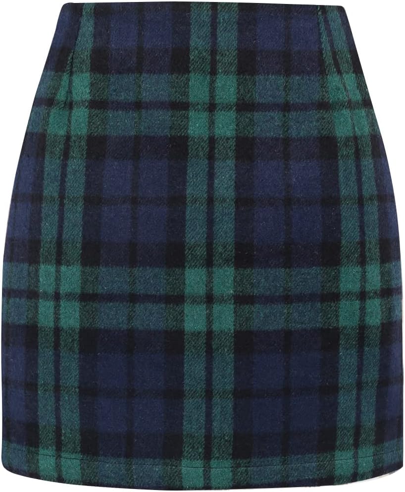 Detalle 2 de IDEALSANXUN Plaid Mini Skirt in Woolen Fabric