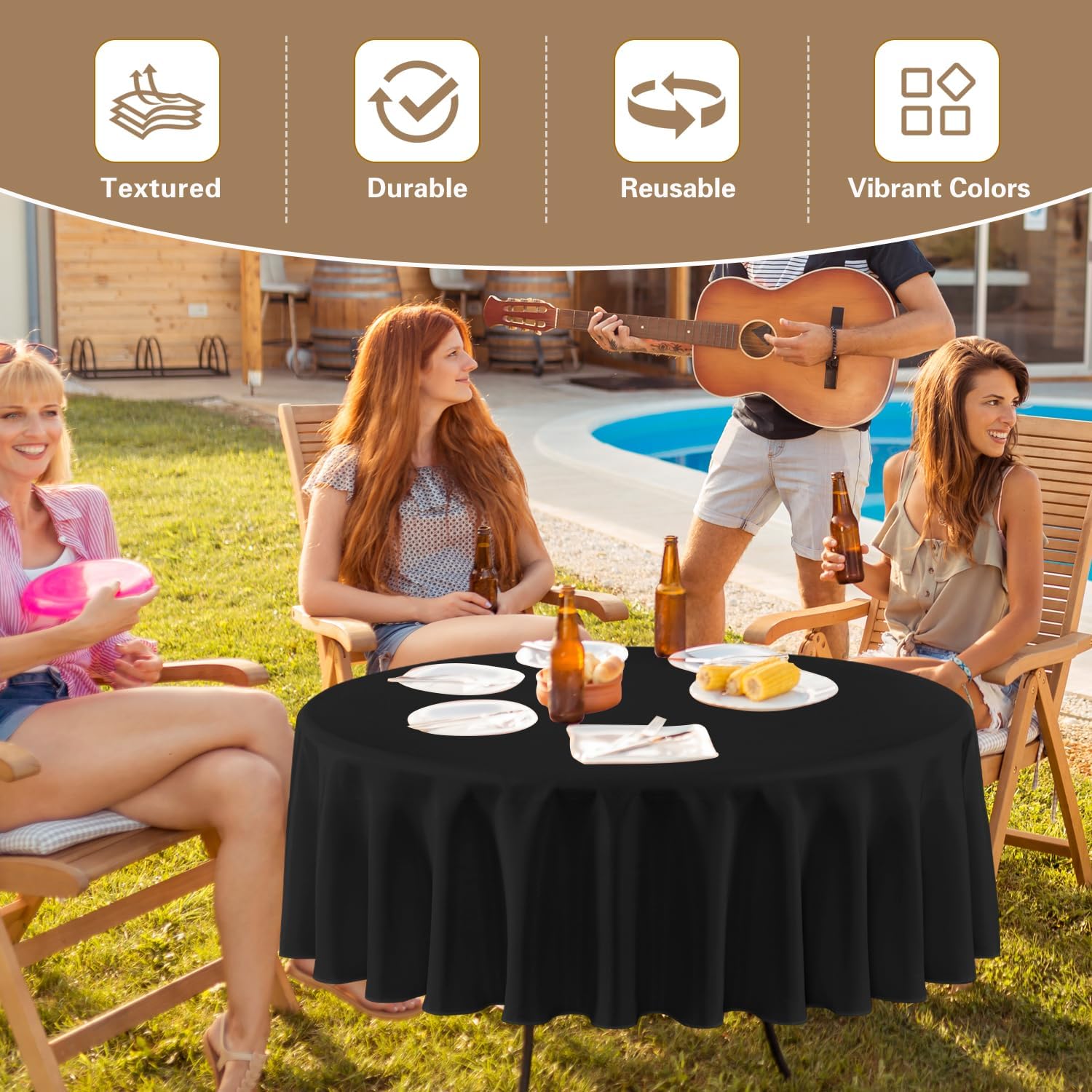 Detalle 2 de sancua 90 Inch Round Tablecloth 8-Pack